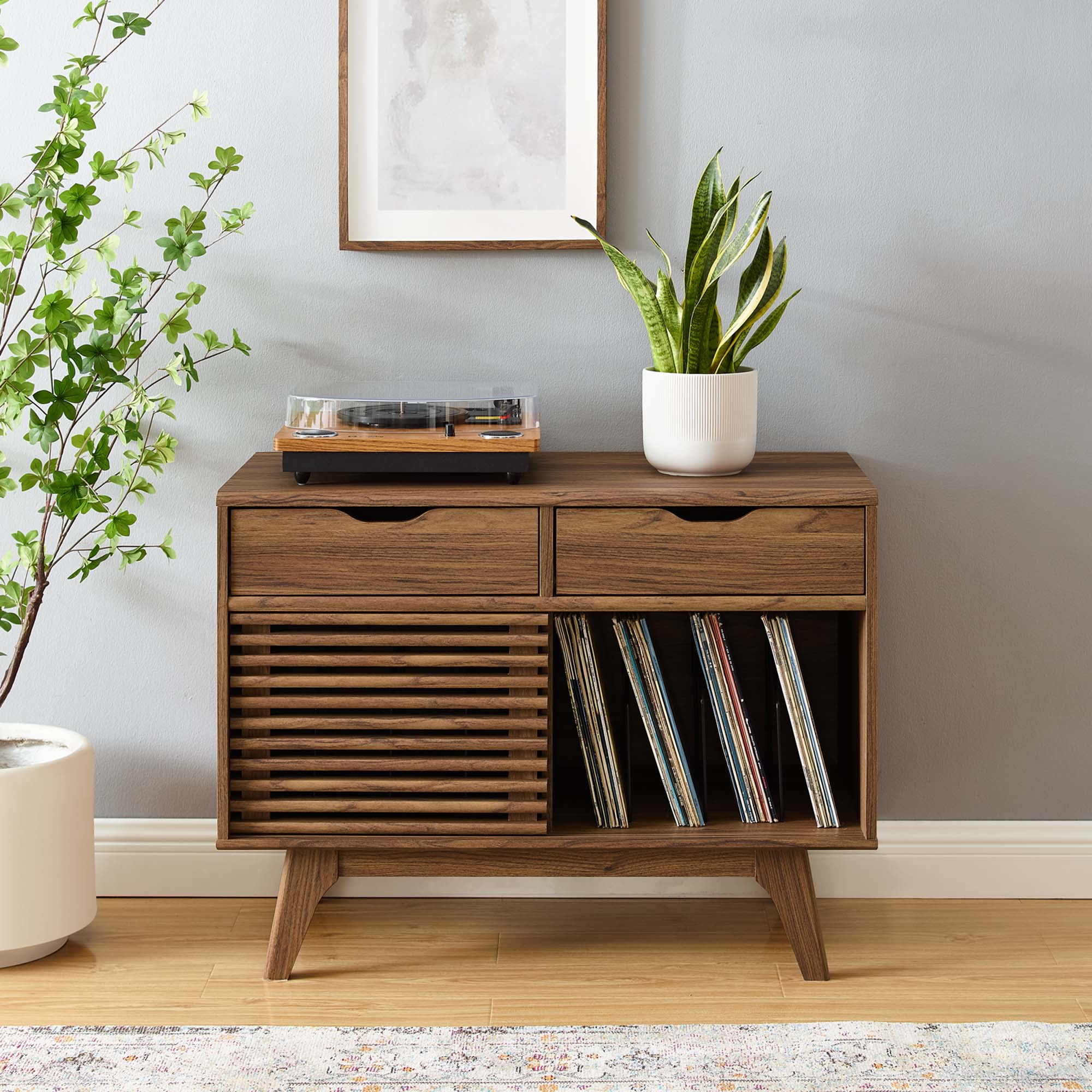 Render Vinyl Record Display Stand, Walnut