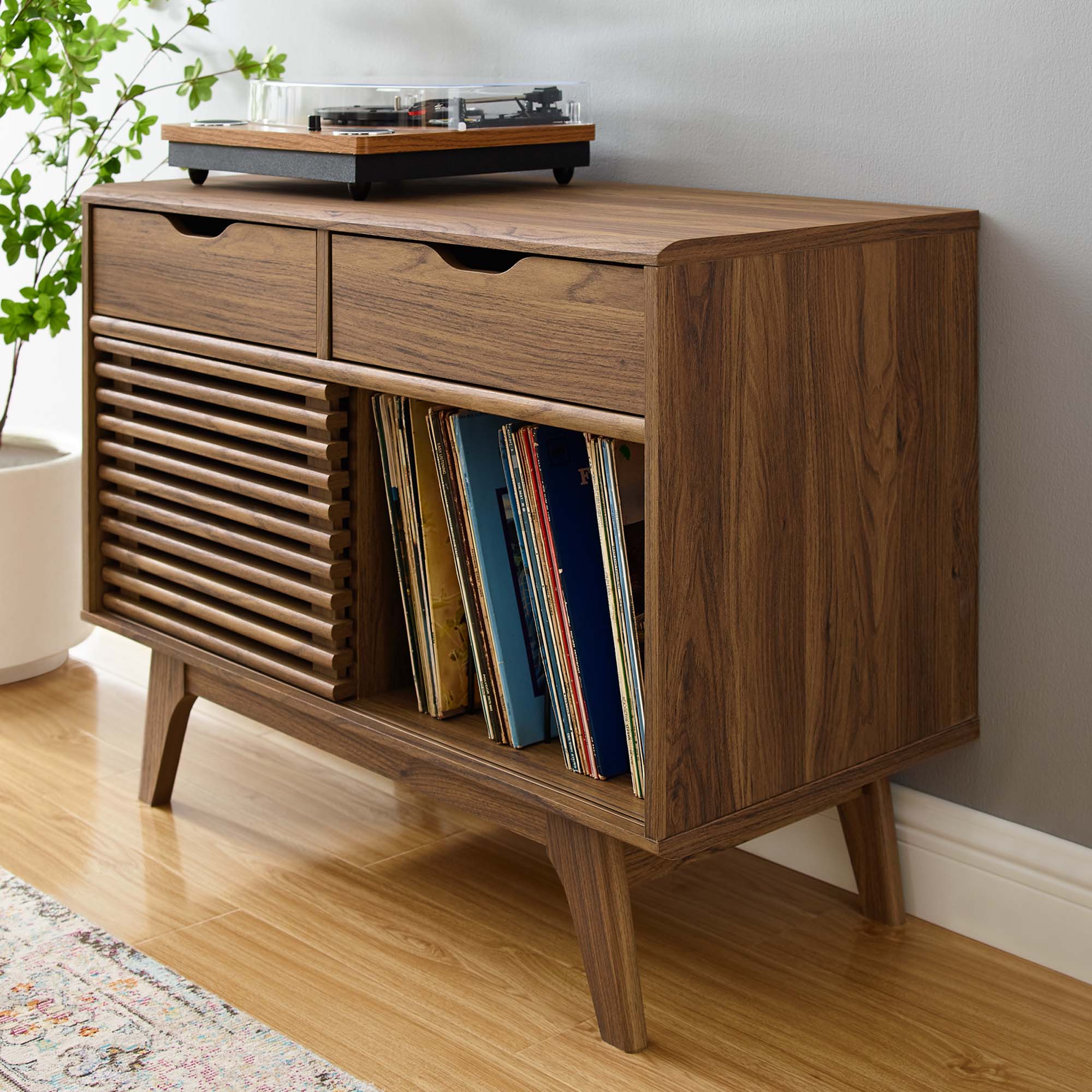 Render Vinyl Record Display Stand, Walnut