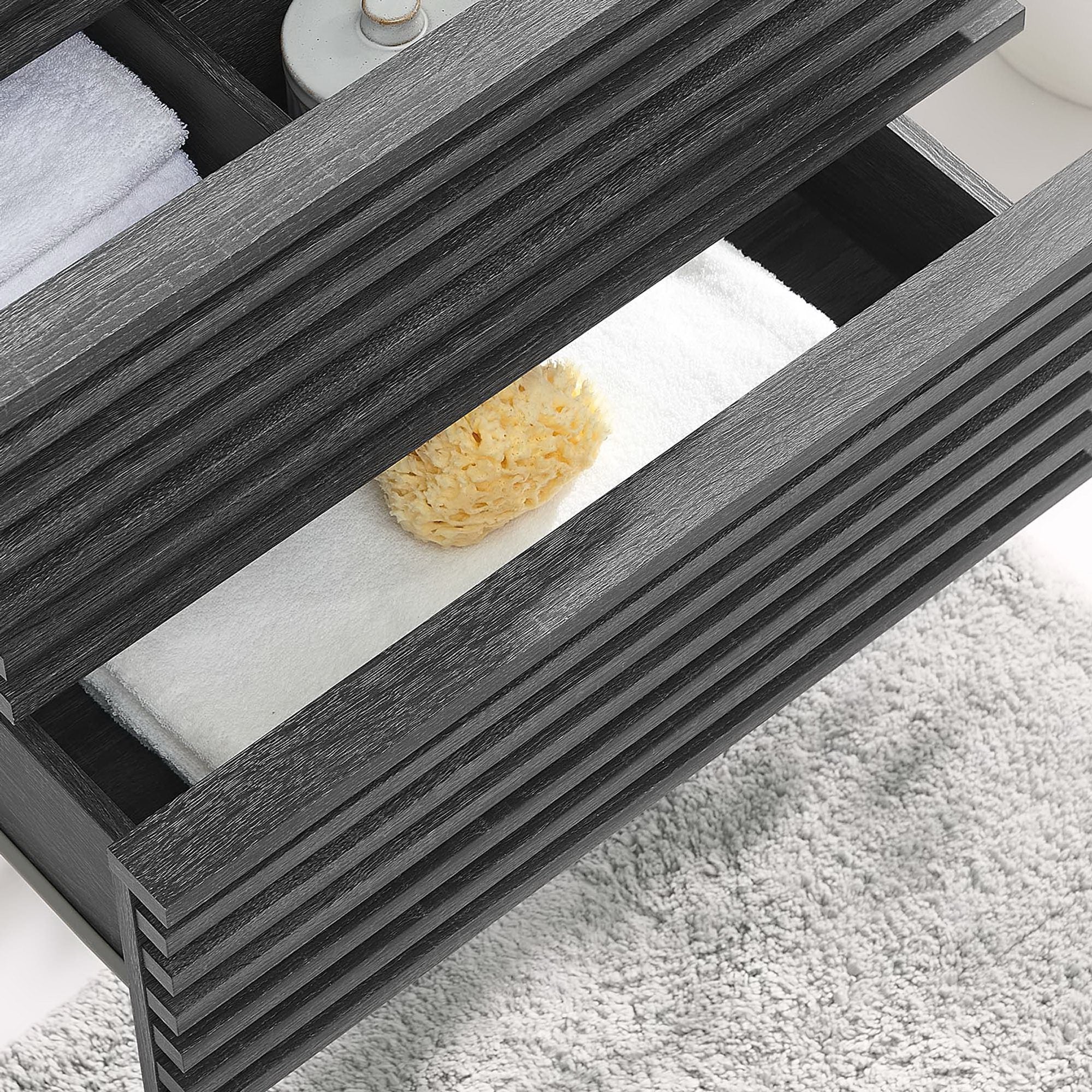 Render 24" Wall-Mount Bathroom Vanity Cabinet (Sink Basin Not Included), Charcoal