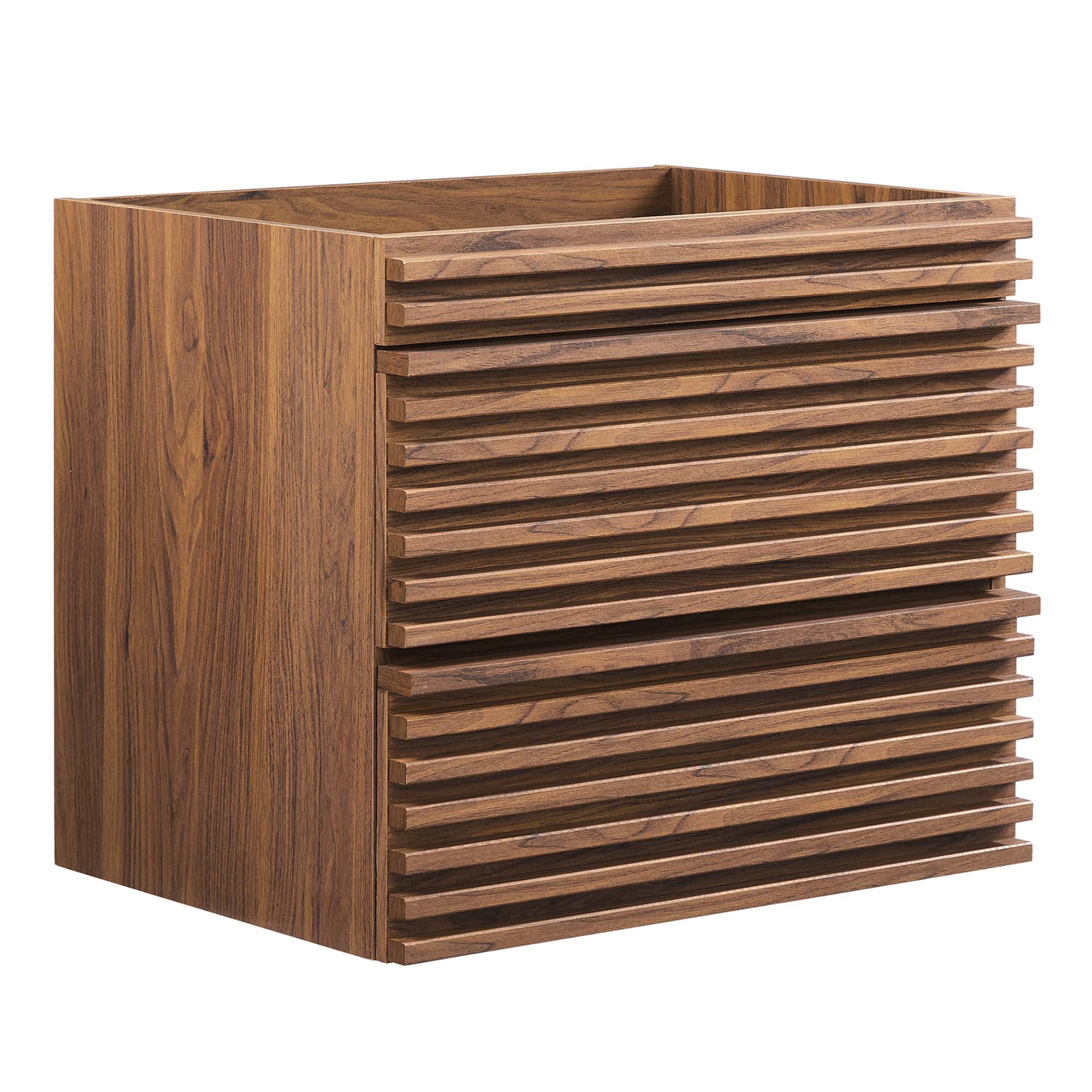 Render 24" Wall-Mount Bathroom Vanity Cabinet (Sink Basin Not Included), Walnut
