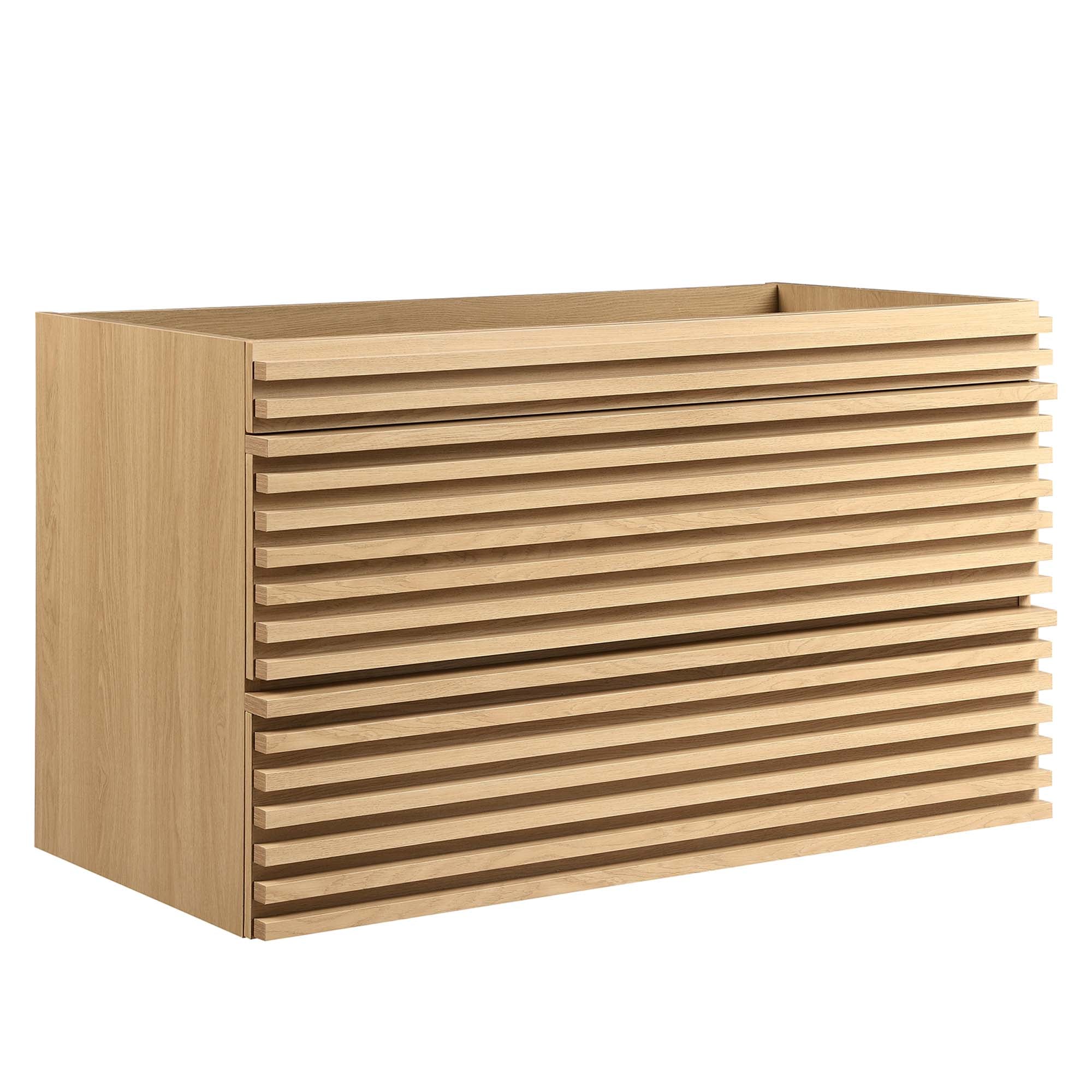 Render 36" Wall-Mount Bathroom Vanity Cabinet (Sink Basin Not Included), Oak