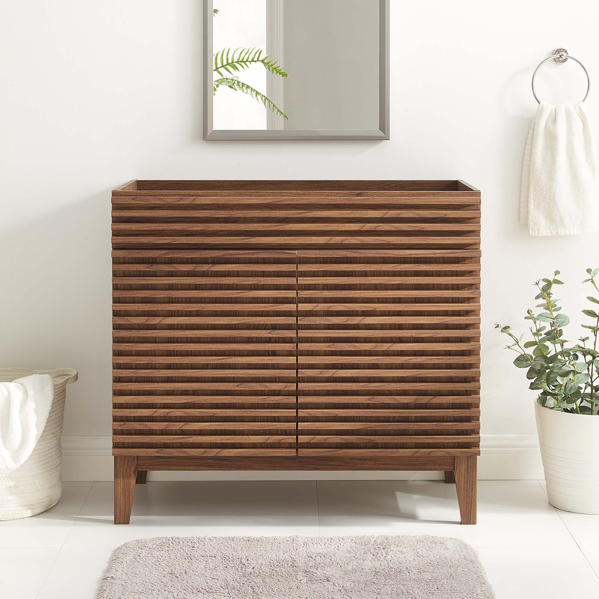 Render 36" Bathroom Vanity Cabinet, Walnut