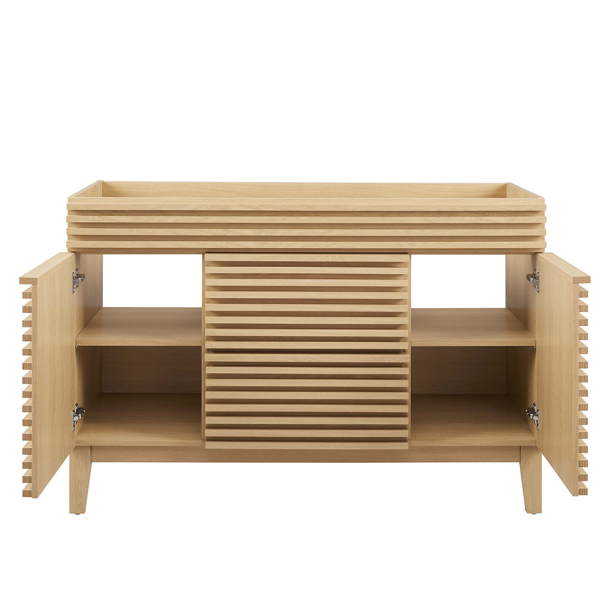 Render 48" Single Sink Compatible (not included) Bathroom Vanity Cabinet, Oak