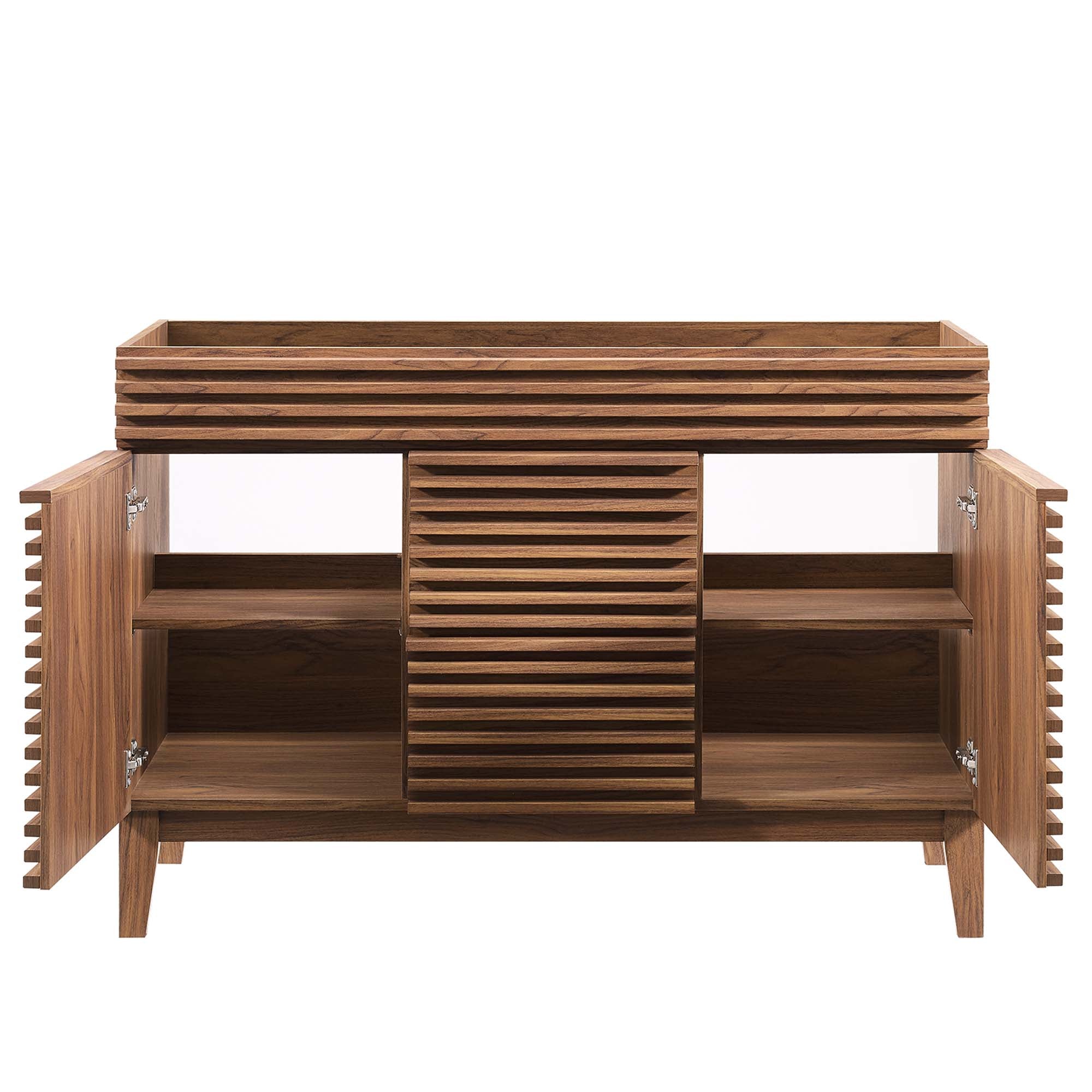 Render 48" Double Sink Compatible (Not Included) Bathroom Vanity Cabinet, Walnut