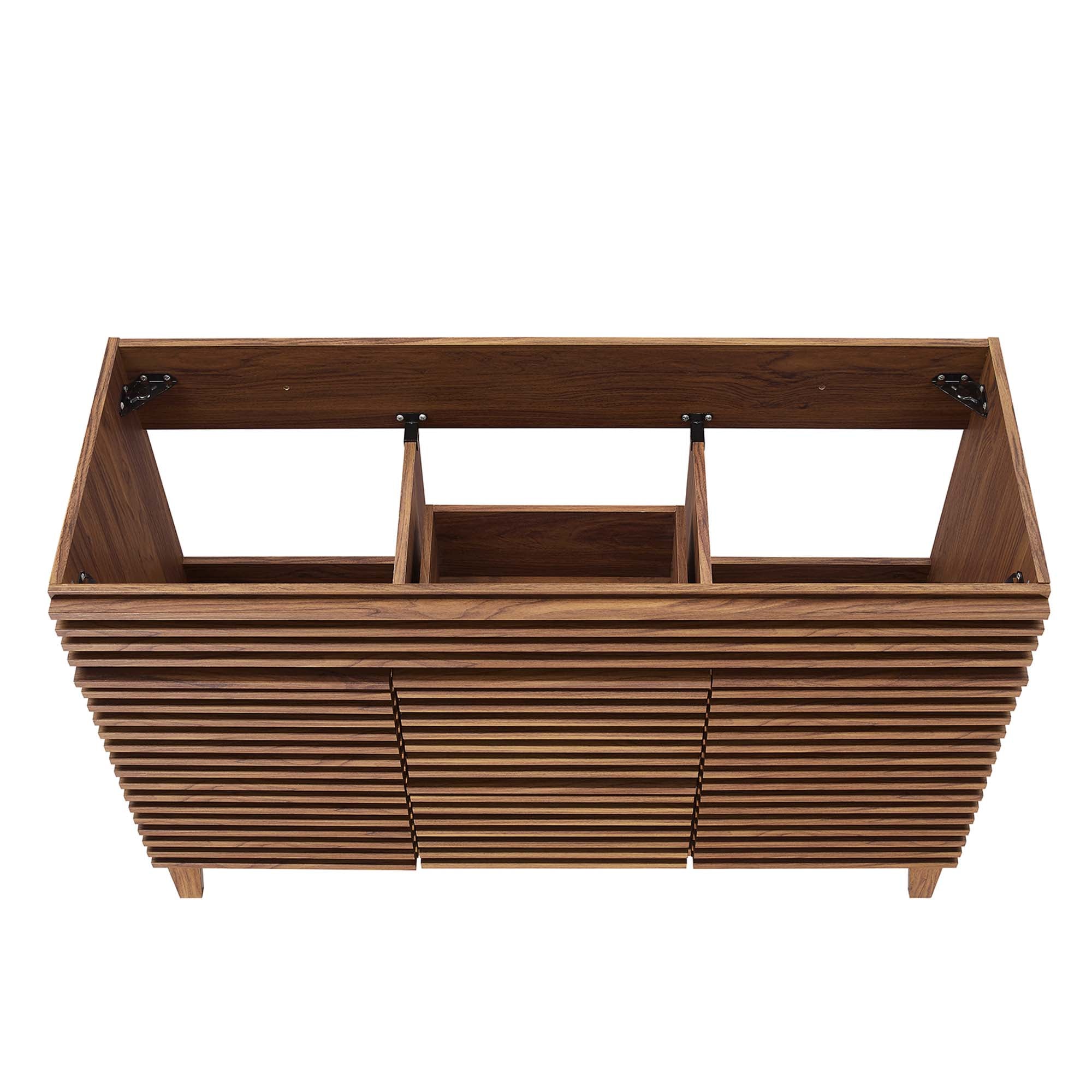 Render 48" Double Sink Compatible (Not Included) Bathroom Vanity Cabinet, Walnut
