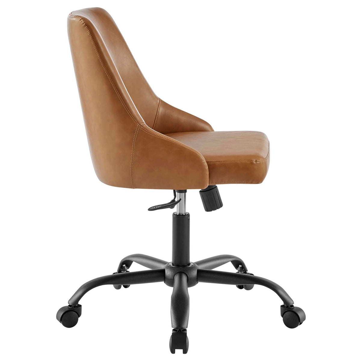 Designate Swivel Vegan Leather Office Chair, Black Tan