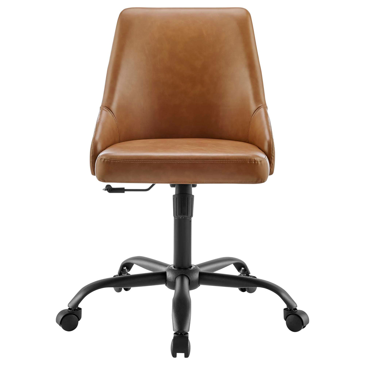 Designate Swivel Vegan Leather Office Chair, Black Tan