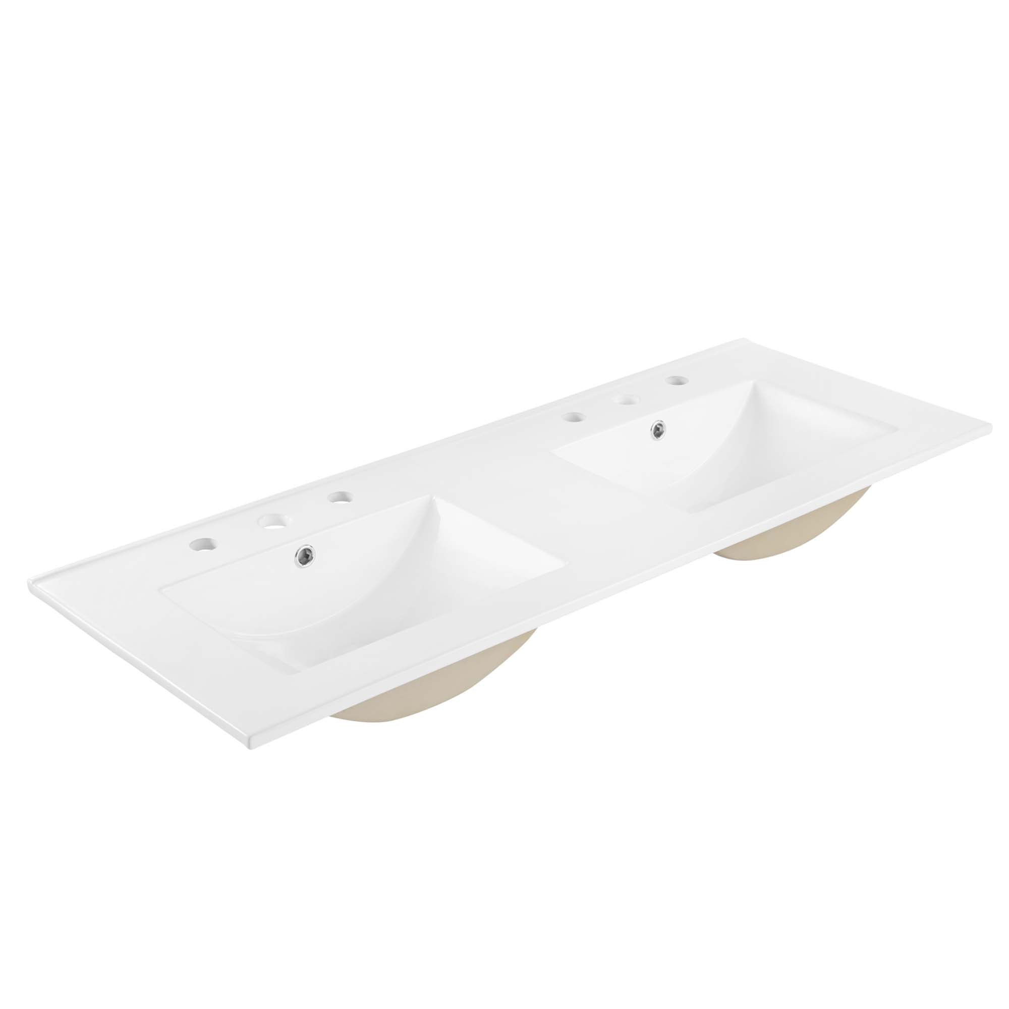 Cayman 48" Double Basin Bathroom Sink, White