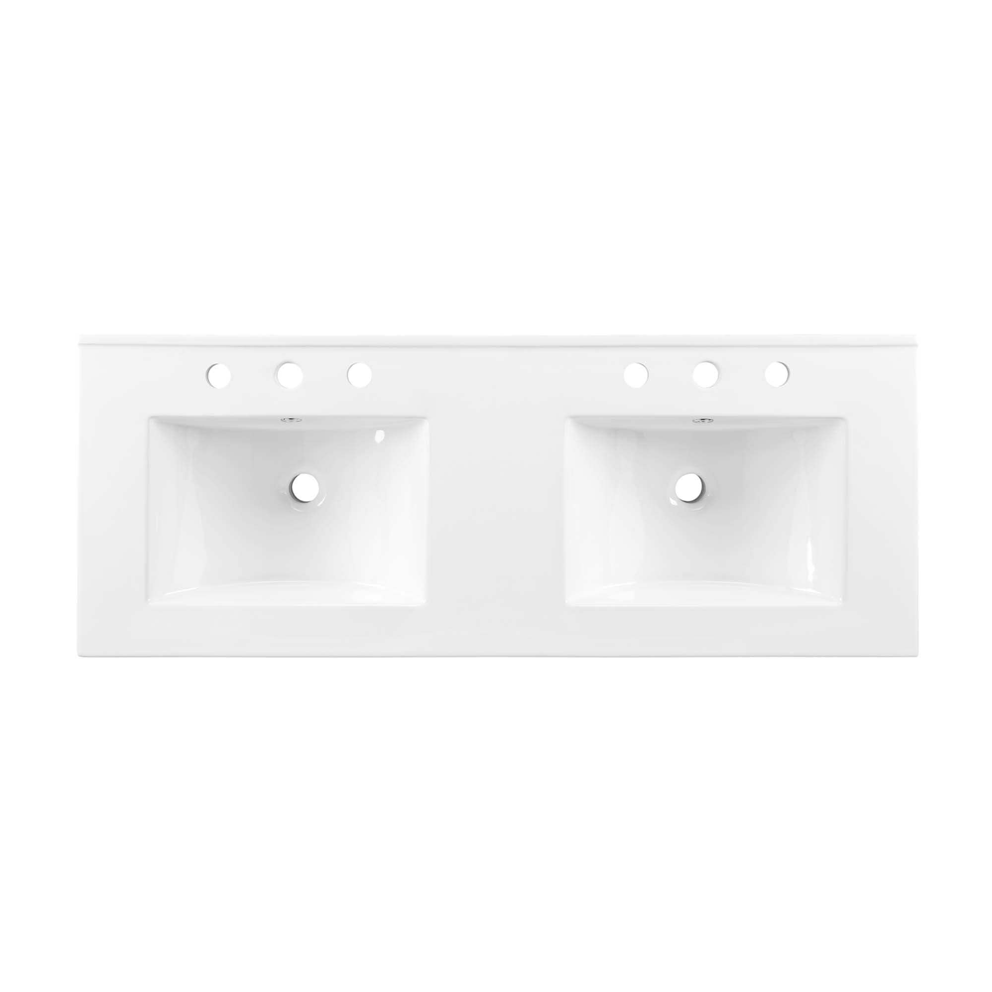 Cayman 48" Double Basin Bathroom Sink, White