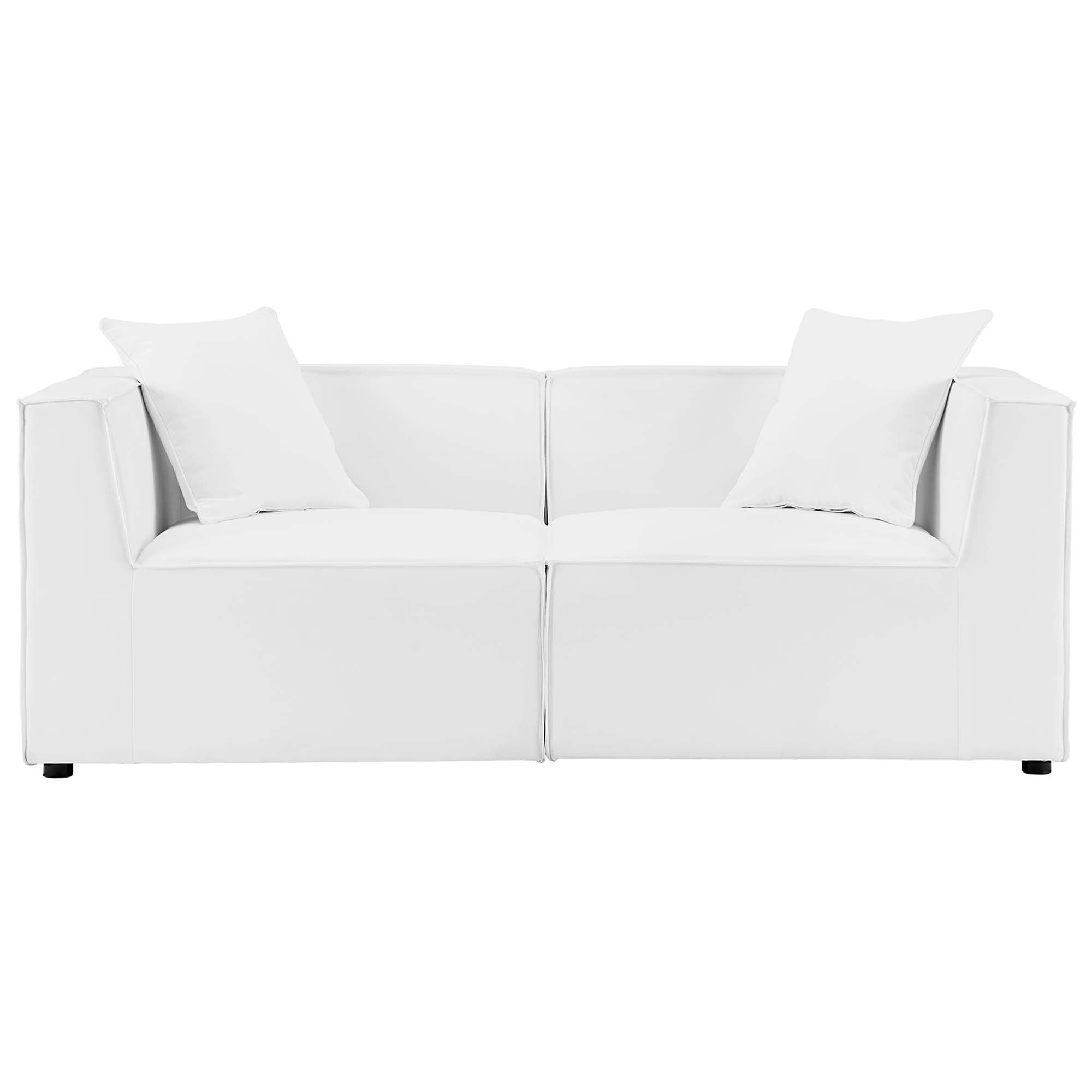 Saybrook 2-Piece Outdoor Patio Upholstered Sectional Sofa Loveseat, White