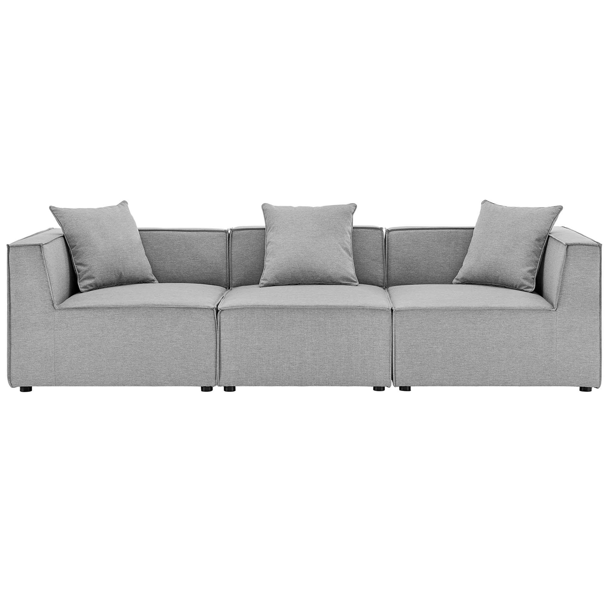 Saybrook 3-Piece Outdoor Patio Upholstered Sectional Sofa, Gray
