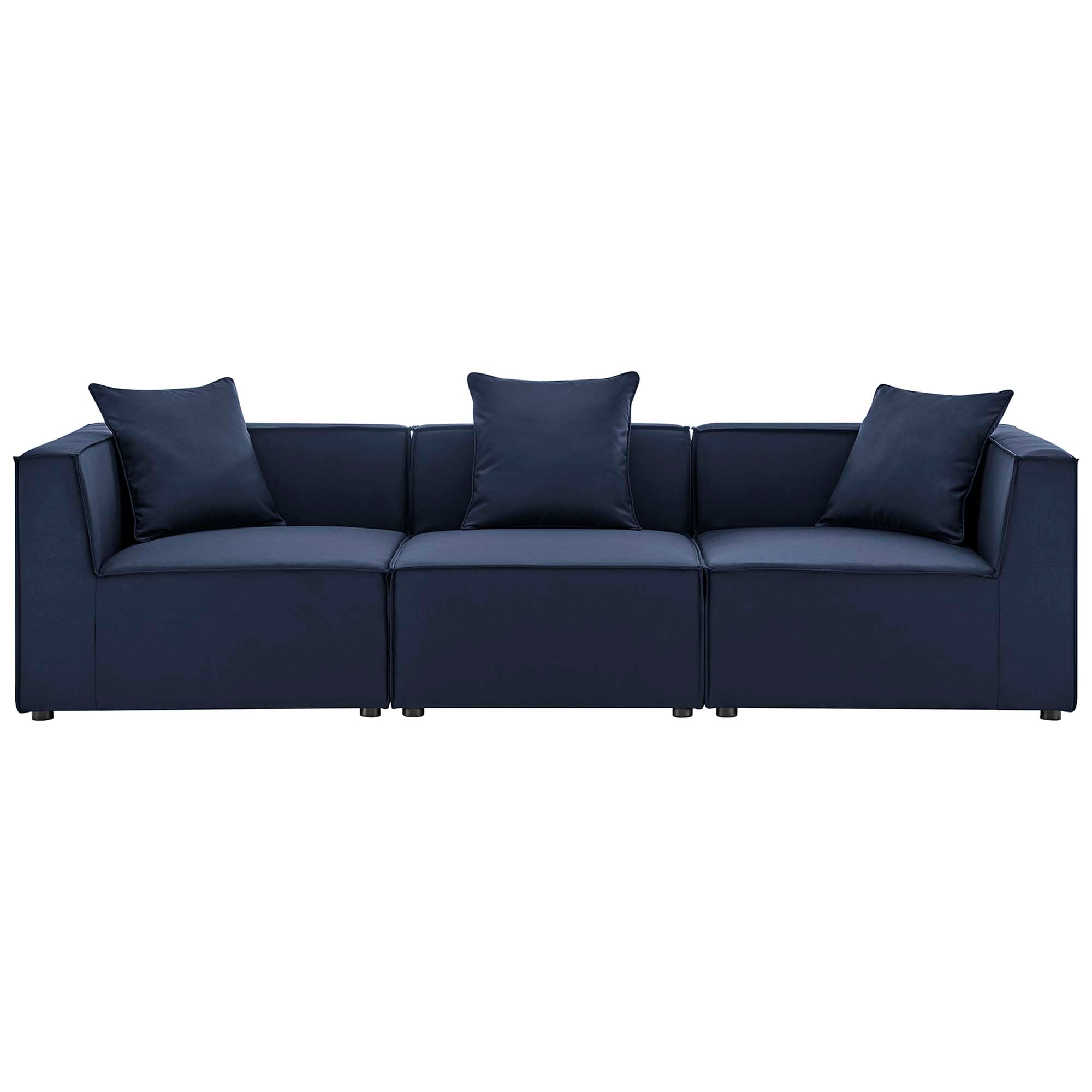 Saybrook 3-Piece Outdoor Patio Upholstered Sectional Sofa, Navy