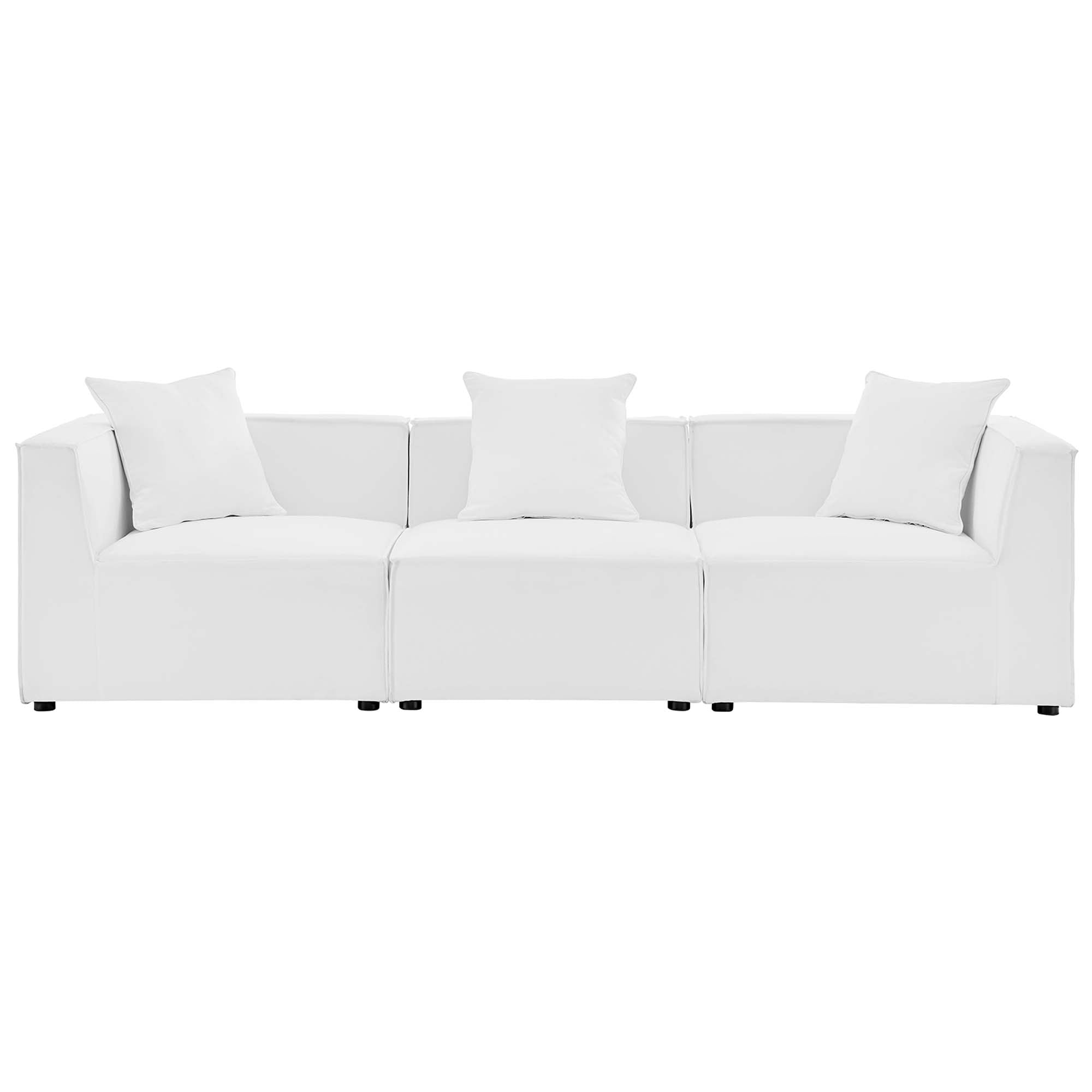 Saybrook 3-Piece Outdoor Patio Upholstered Sectional Sofa, White