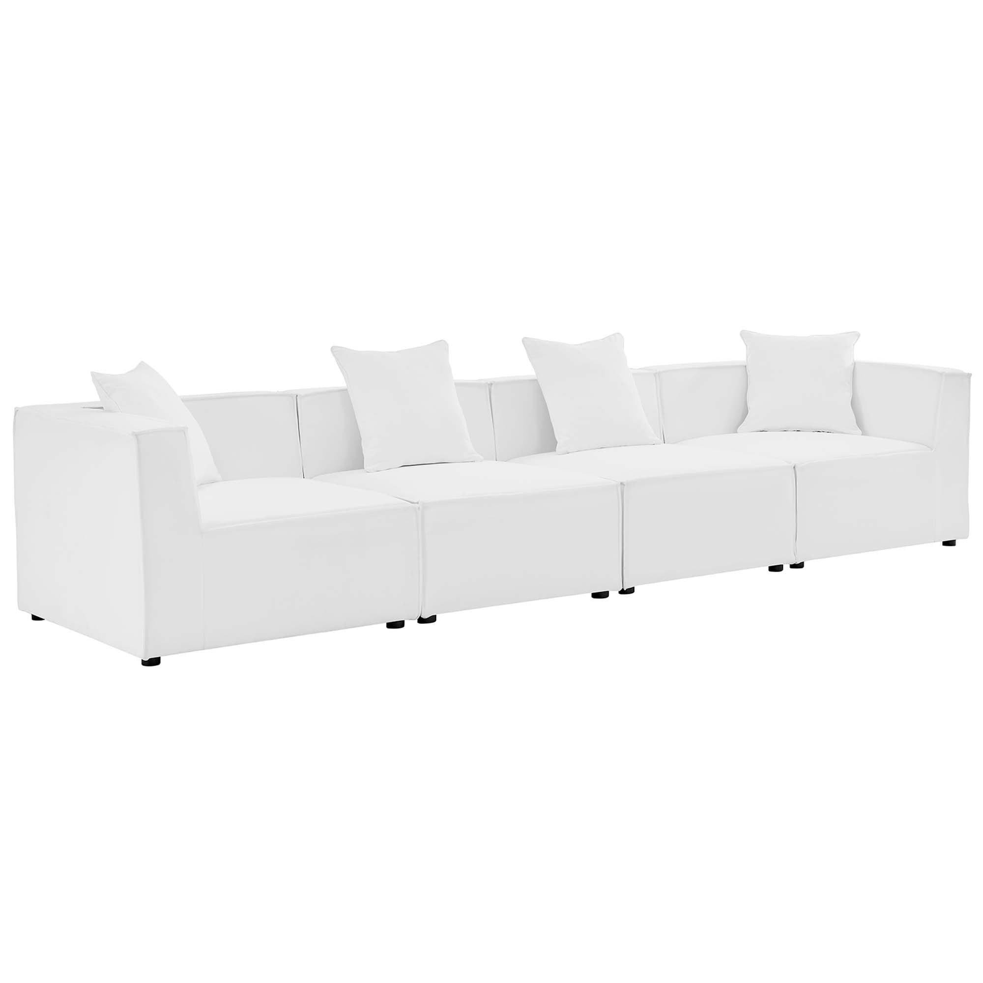 Saybrook 4-Piece Outdoor Patio Upholstered Sectional Sofa, White