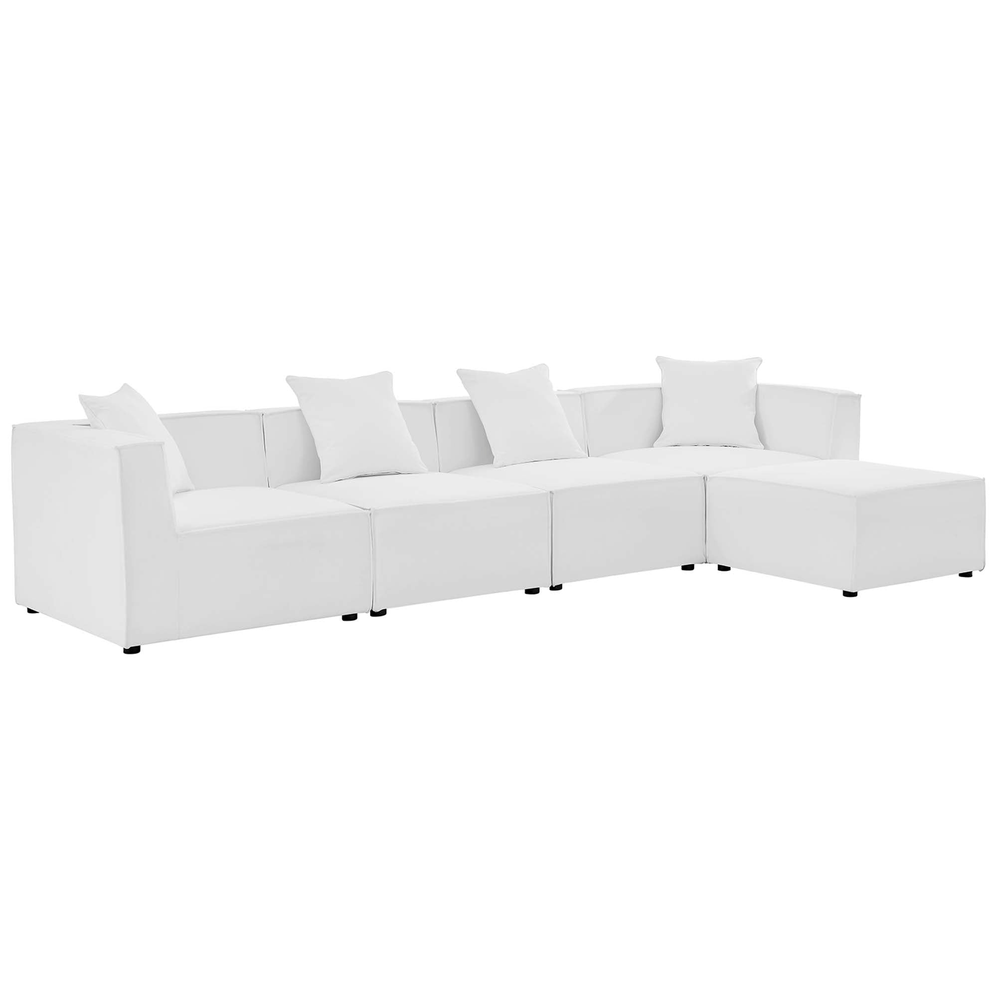 Saybrook 5-Piece Outdoor Patio Upholstered Sectional Sofa, White