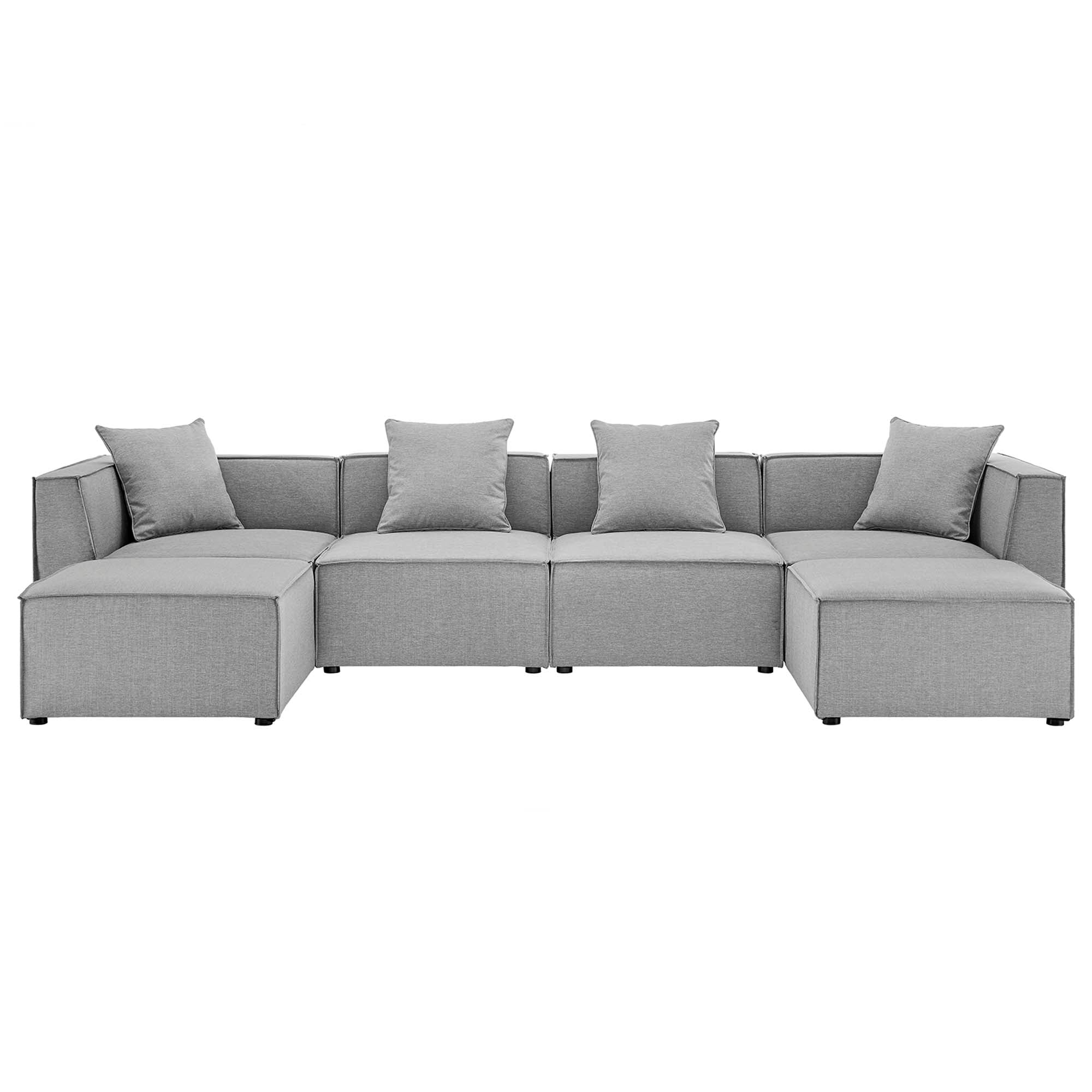 Saybrook 6-Piece Outdoor Patio Upholstered Sectional Sofa, Gray