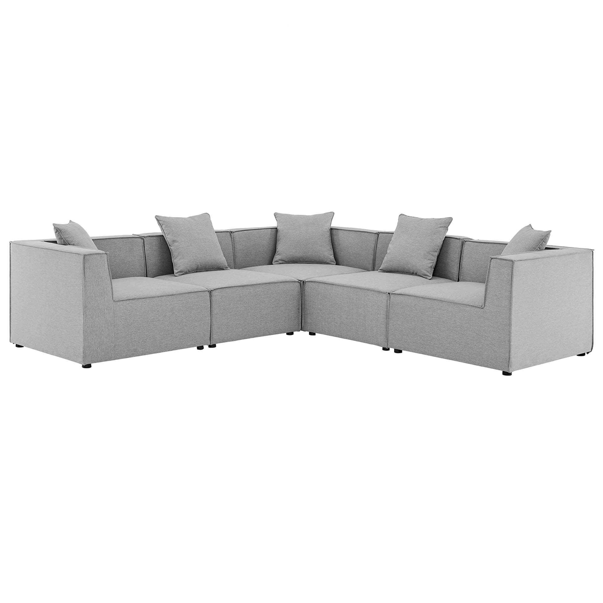Saybrook 5-Piece Outdoor Patio Upholstered Sectional Sofa, Gray
