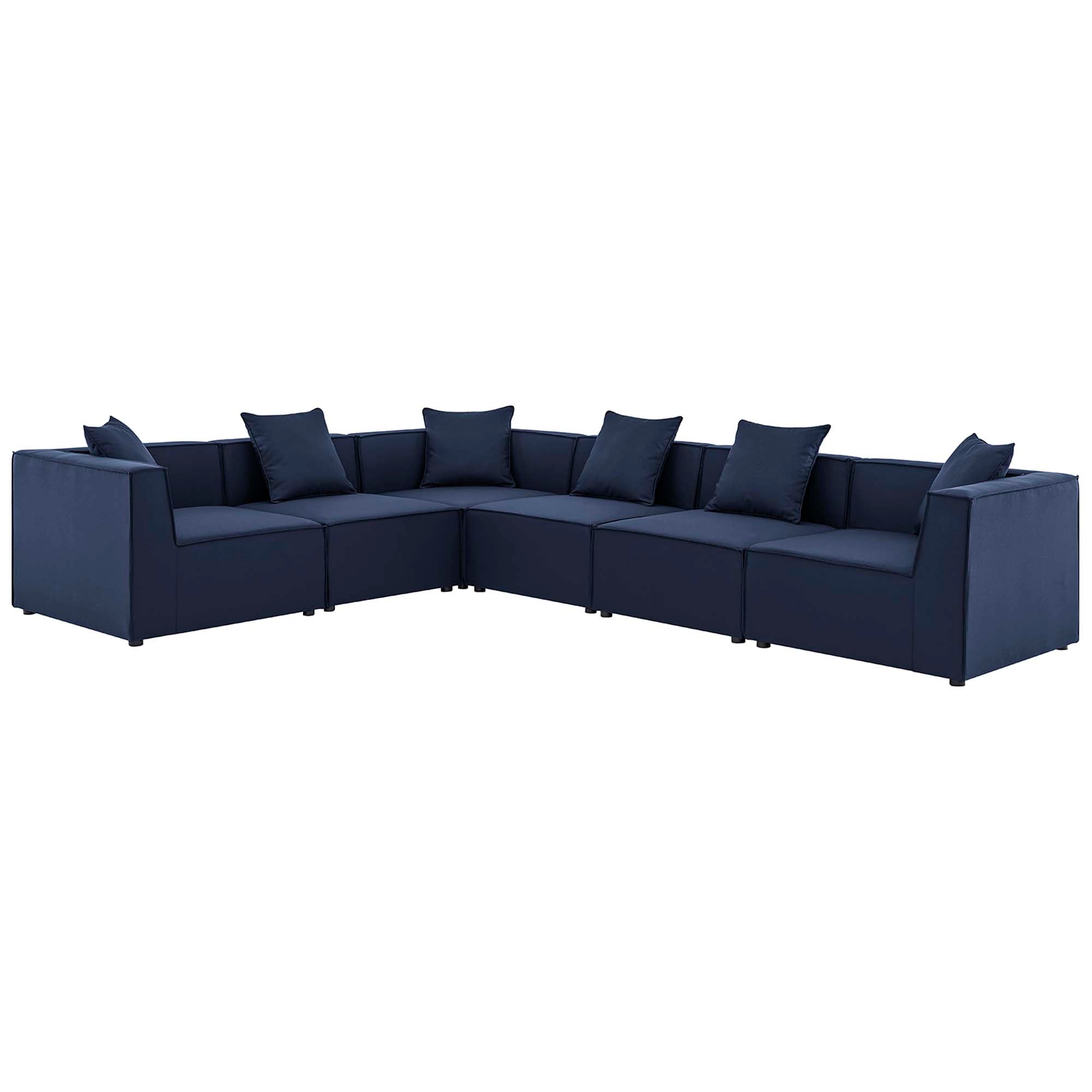 Saybrook 6-Piece Outdoor Patio Upholstered Sectional Sofa, Navy