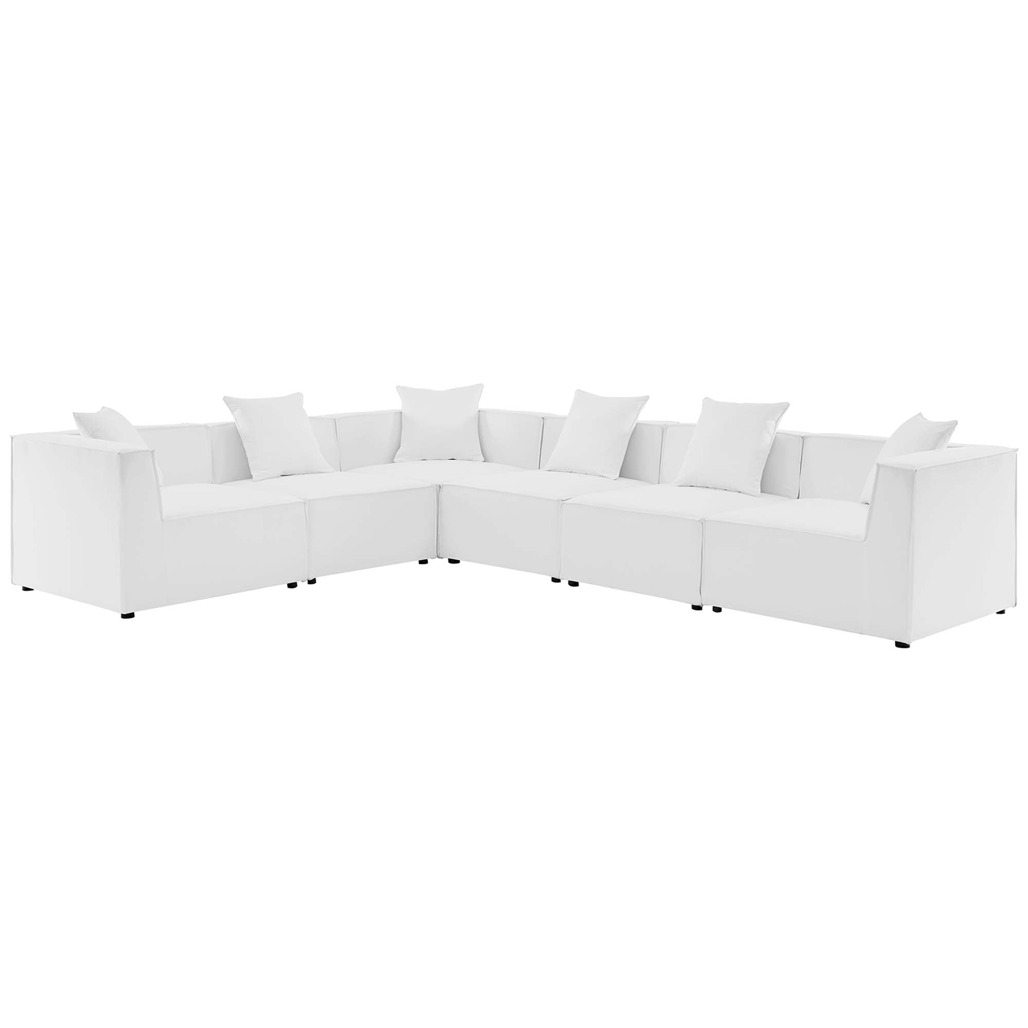Saybrook 6-Piece Outdoor Patio Upholstered Sectional Sofa, White
