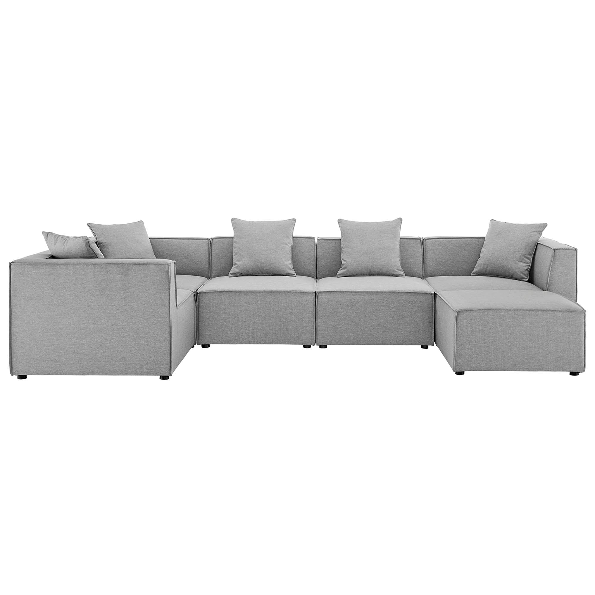 Saybrook 6-Piece Outdoor Patio Upholstered Sectional Sofa, Gray