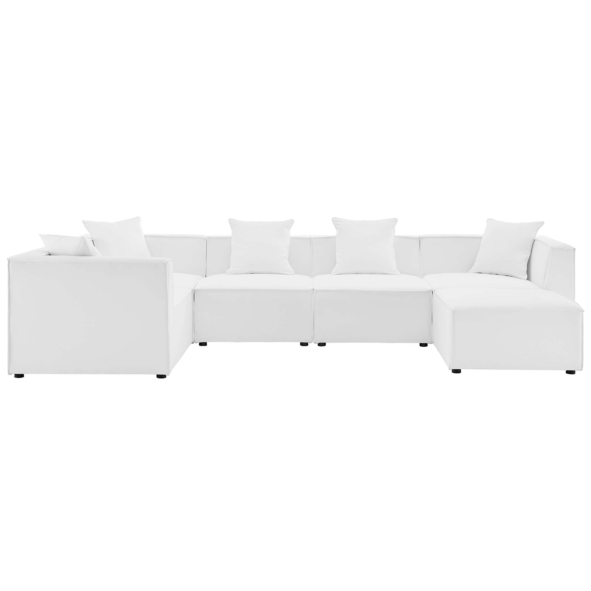 Saybrook 6-Piece Outdoor Patio Upholstered Sectional Sofa, White