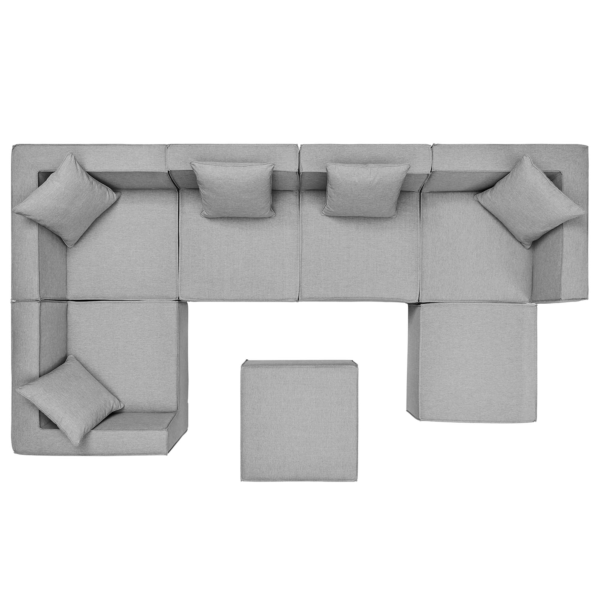 Saybrook 7-Piece Outdoor Patio Upholstered Sectional Sofa, Gray