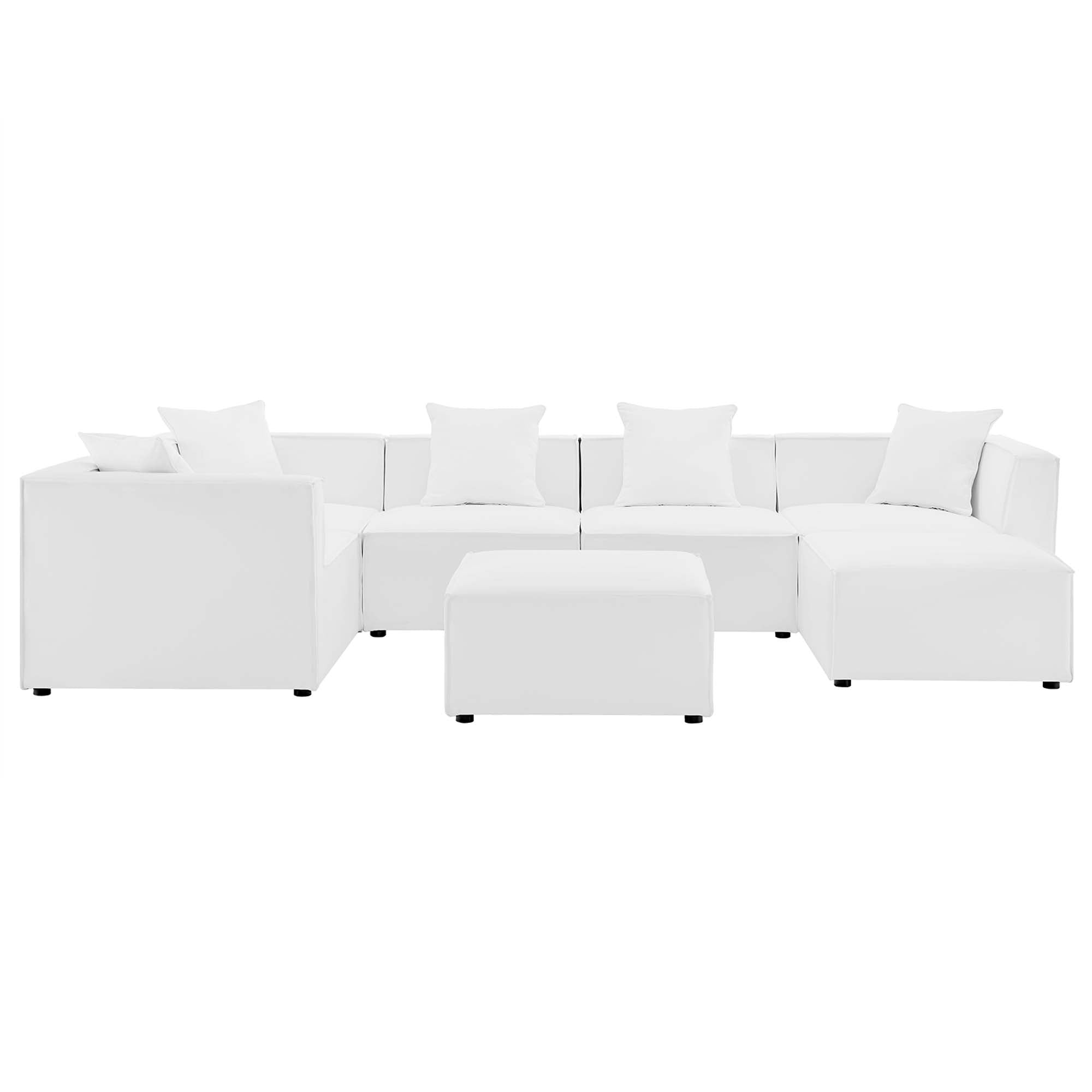 Saybrook 7-Piece Outdoor Patio Upholstered Sectional Sofa, White