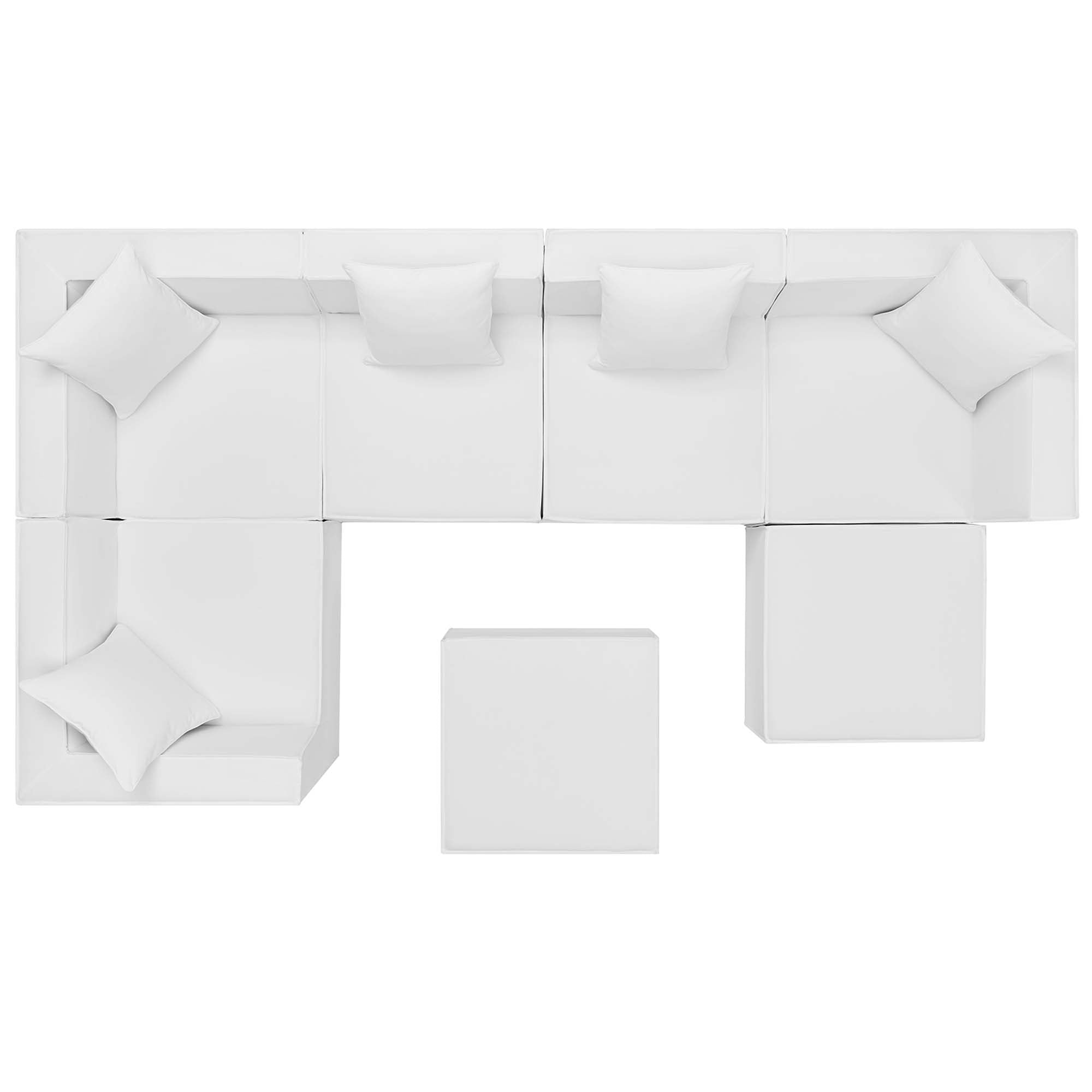 Saybrook 7-Piece Outdoor Patio Upholstered Sectional Sofa, White