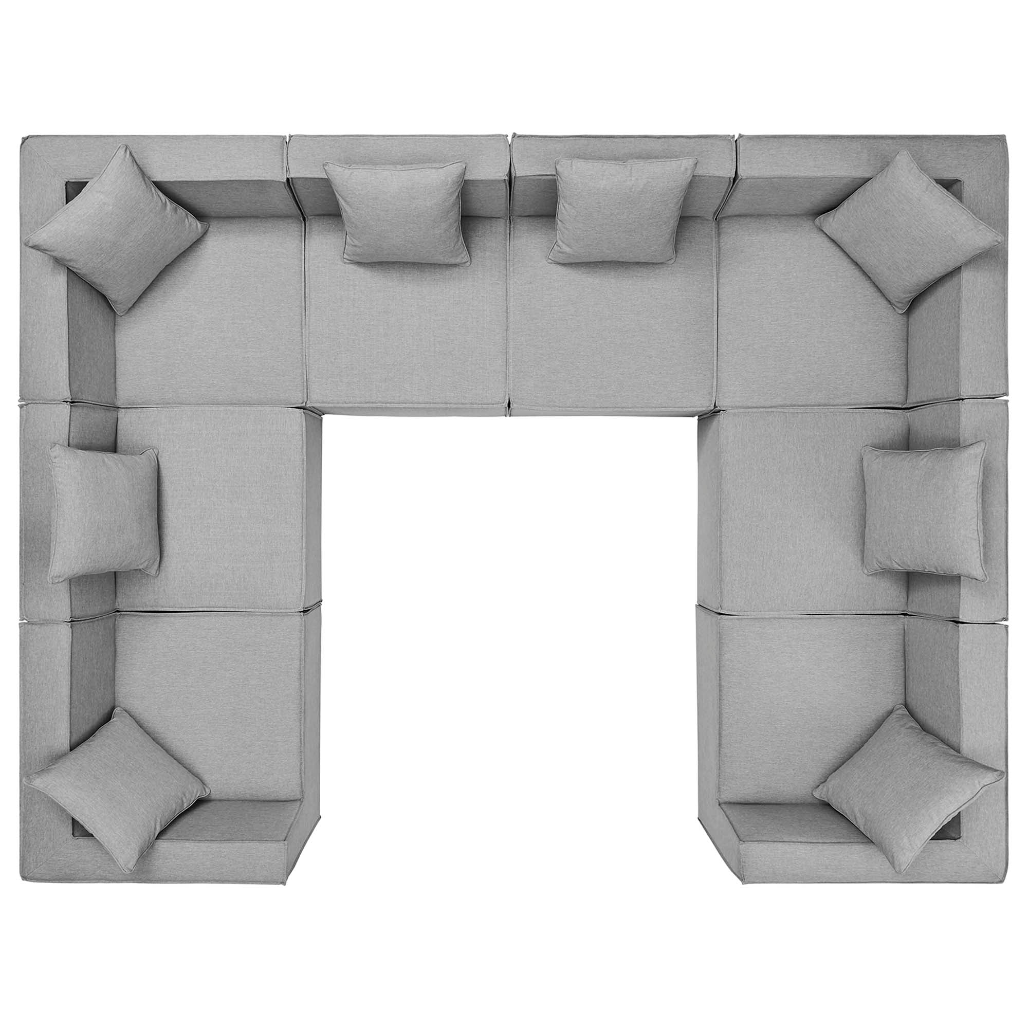 Saybrook 8-Piece Outdoor Patio Upholstered Sectional Sofa, Gray