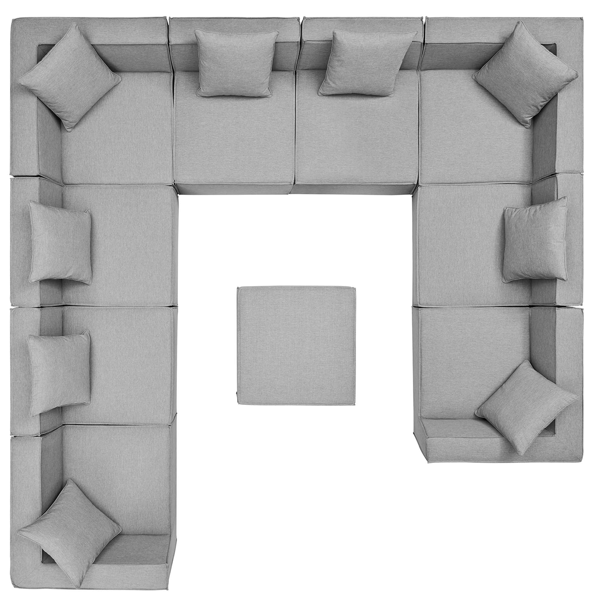 Saybrook 10-Piece Outdoor Patio Upholstered Sectional Sofa, Gray