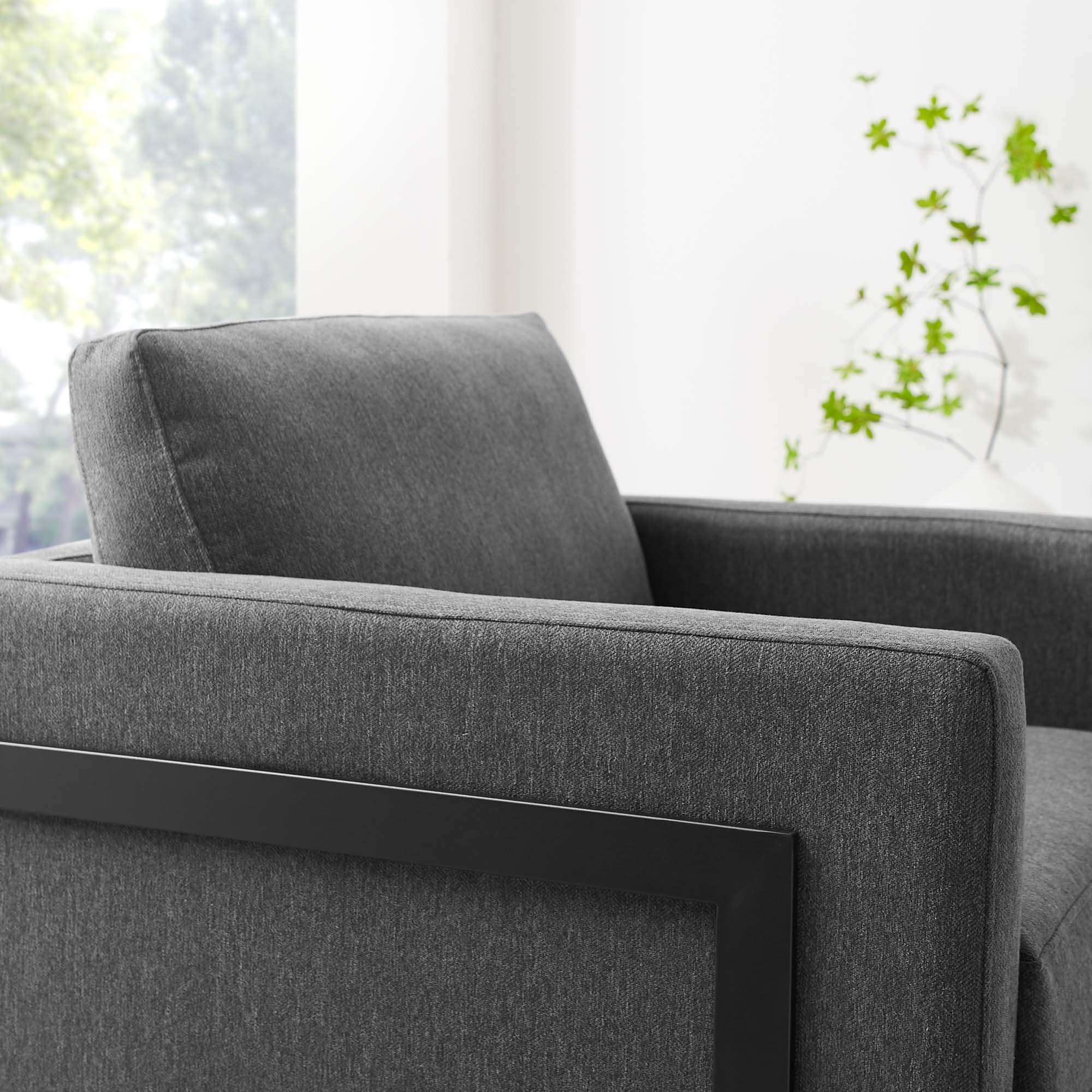 Posse Upholstered Fabric Accent Chair, Black Charcoal