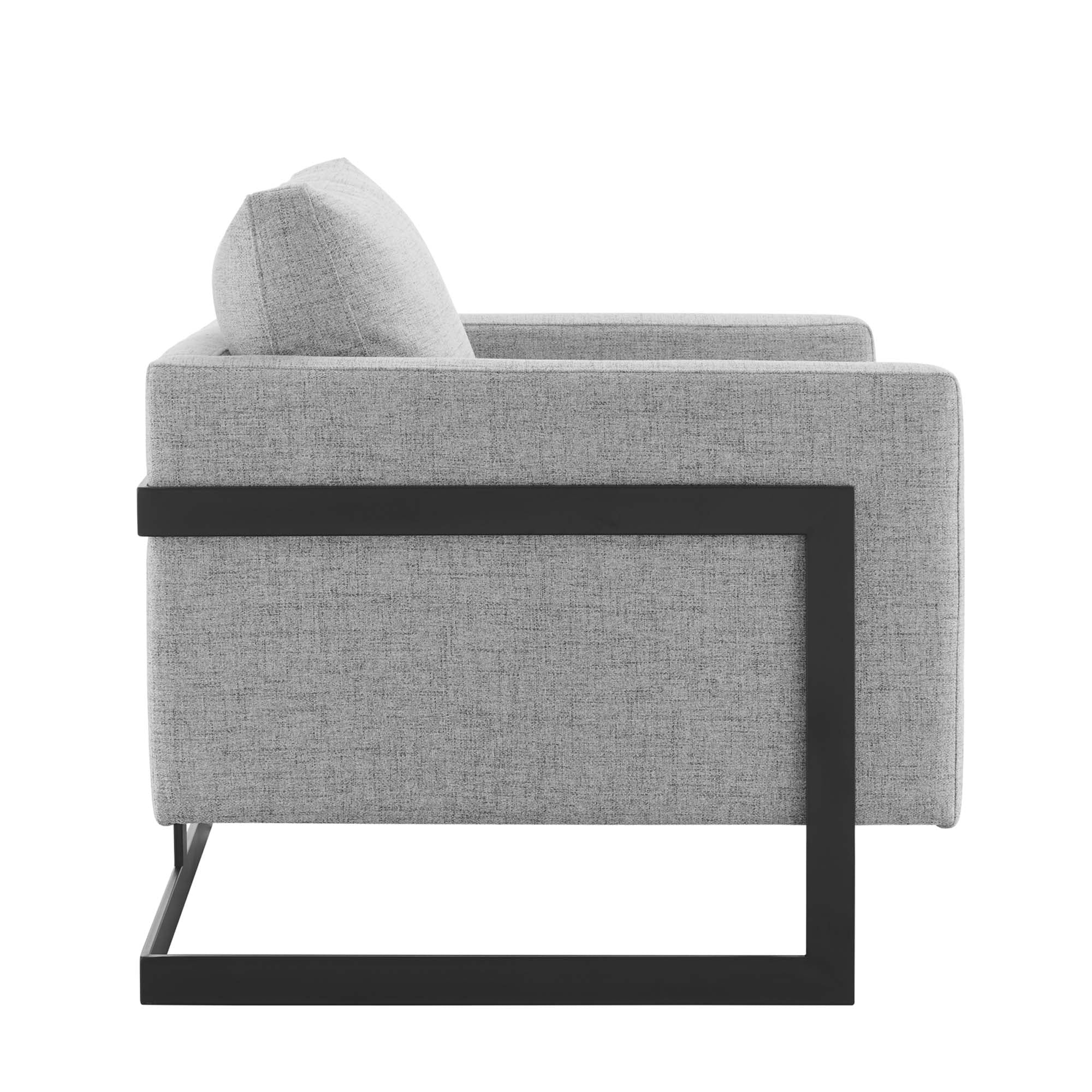 Posse Upholstered Fabric Accent Chair, Black Light Gray