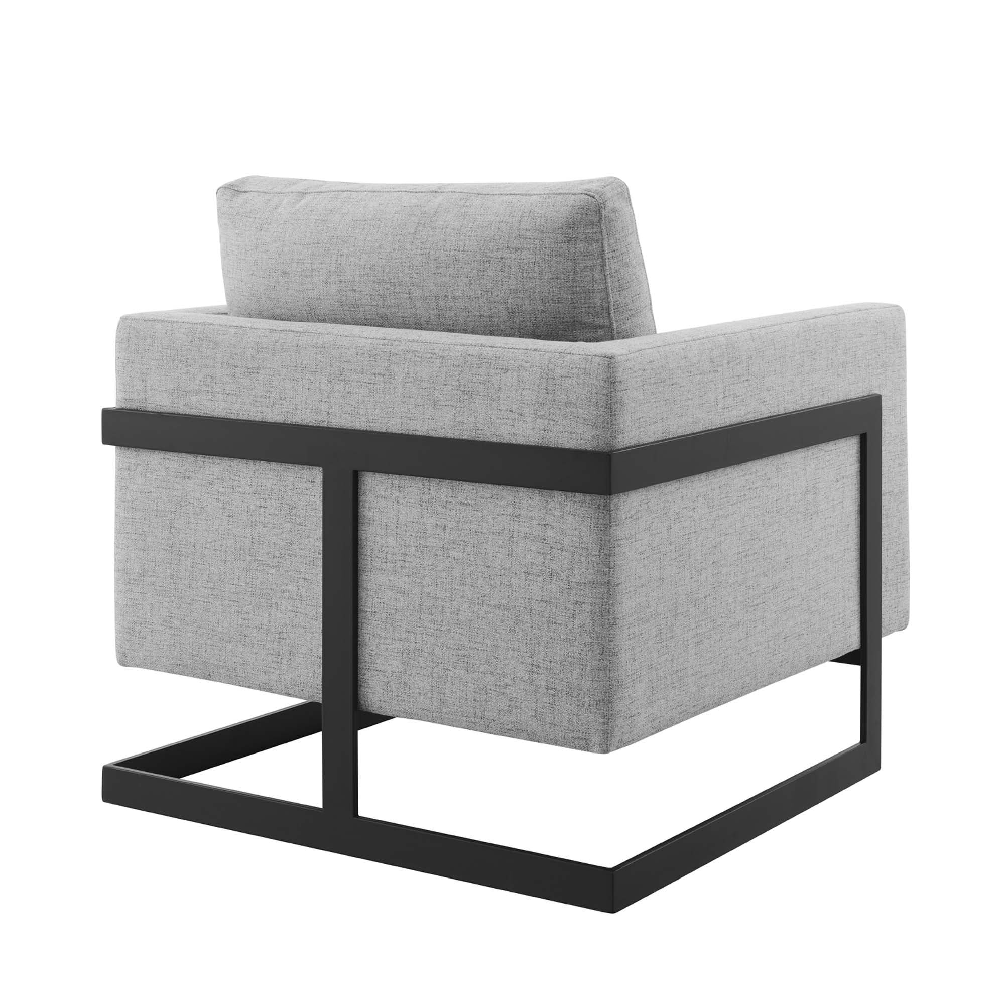 Posse Upholstered Fabric Accent Chair, Black Light Gray