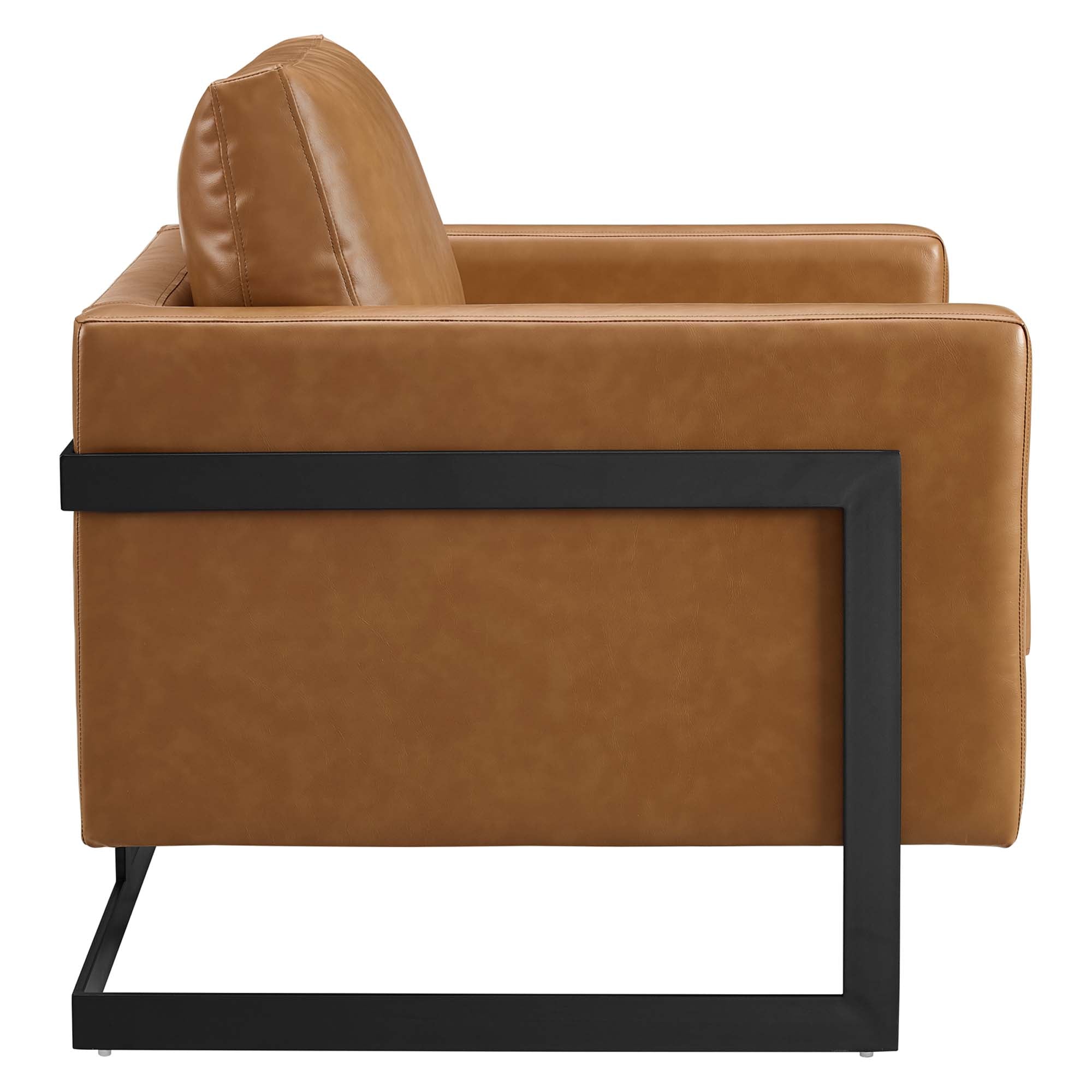 Posse Vegan Leather Accent Chair, Black Tan