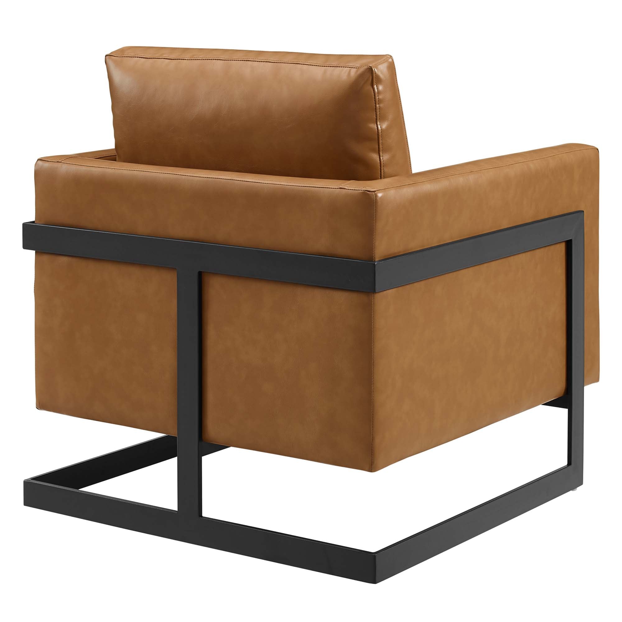 Posse Vegan Leather Accent Chair, Black Tan