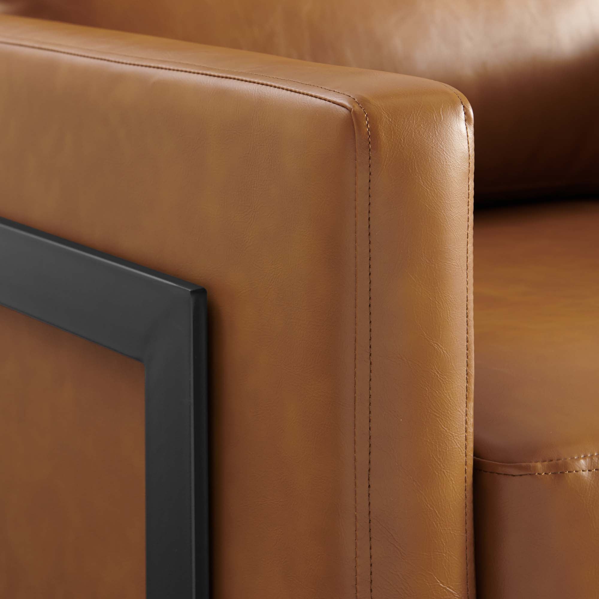 Posse Vegan Leather Accent Chair, Black Tan
