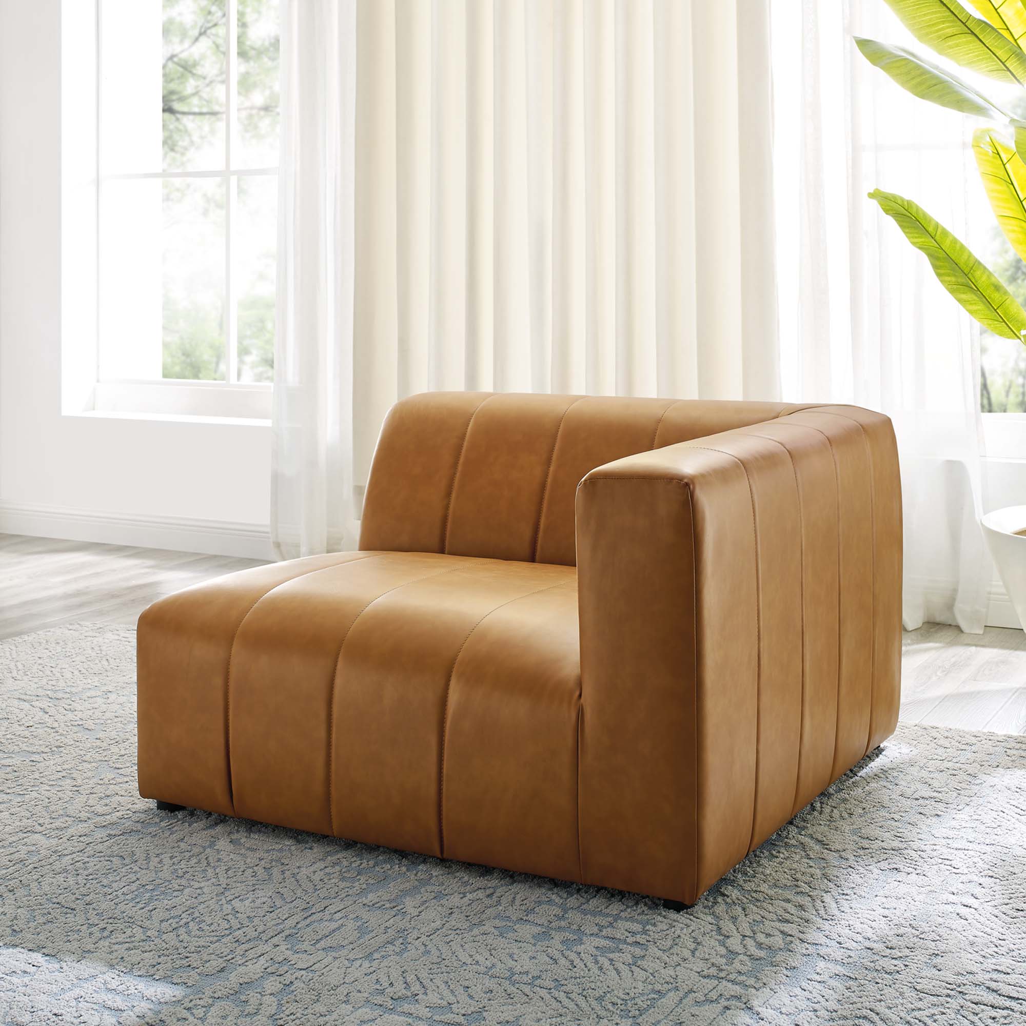 Bartlett Vegan Leather Right-Arm Chair, Tan