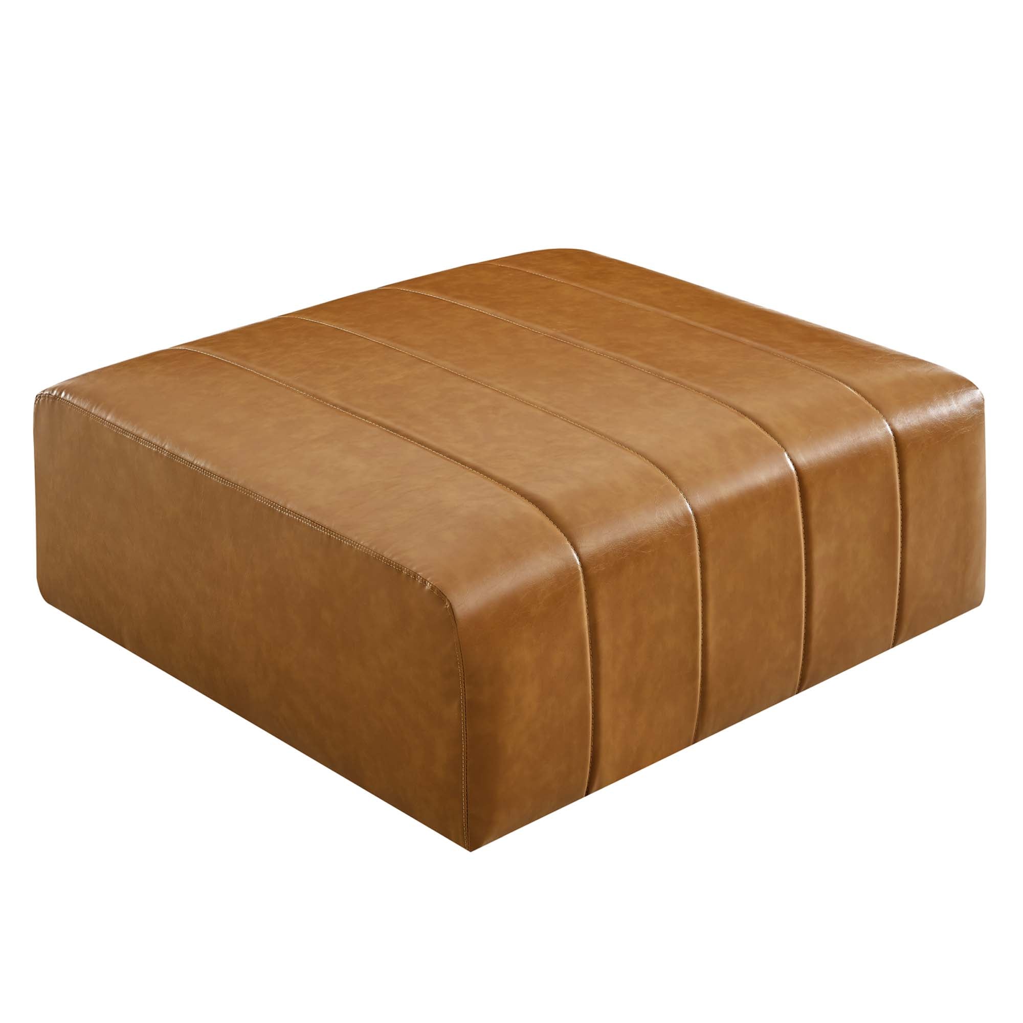 Bartlett Vegan Leather Ottoman, Tan
