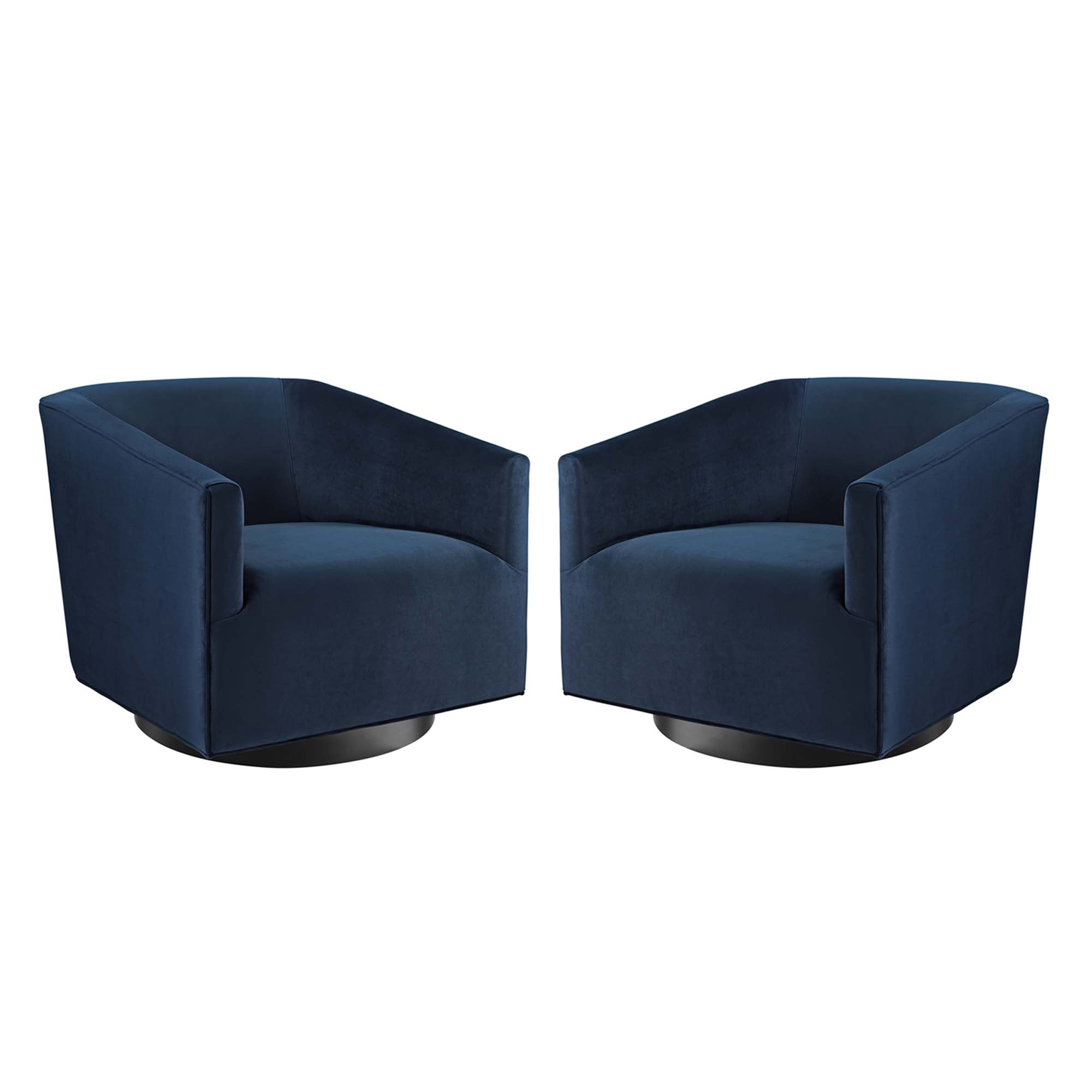 Twist Performance Velvet Swivel Chair Set of 2, Midnight Blue