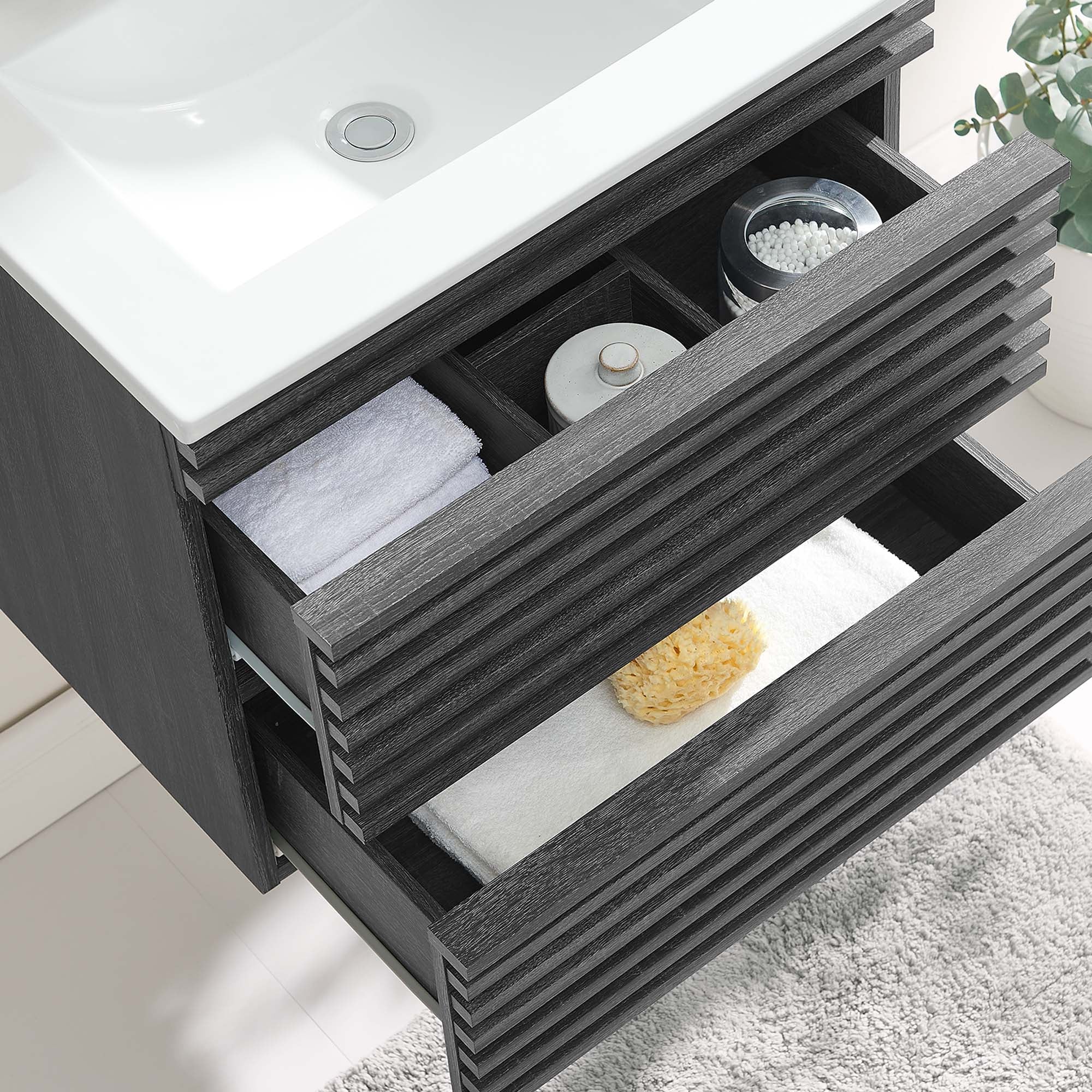 Render 24" Wall-Mount Bathroom Vanity, Charcoal White