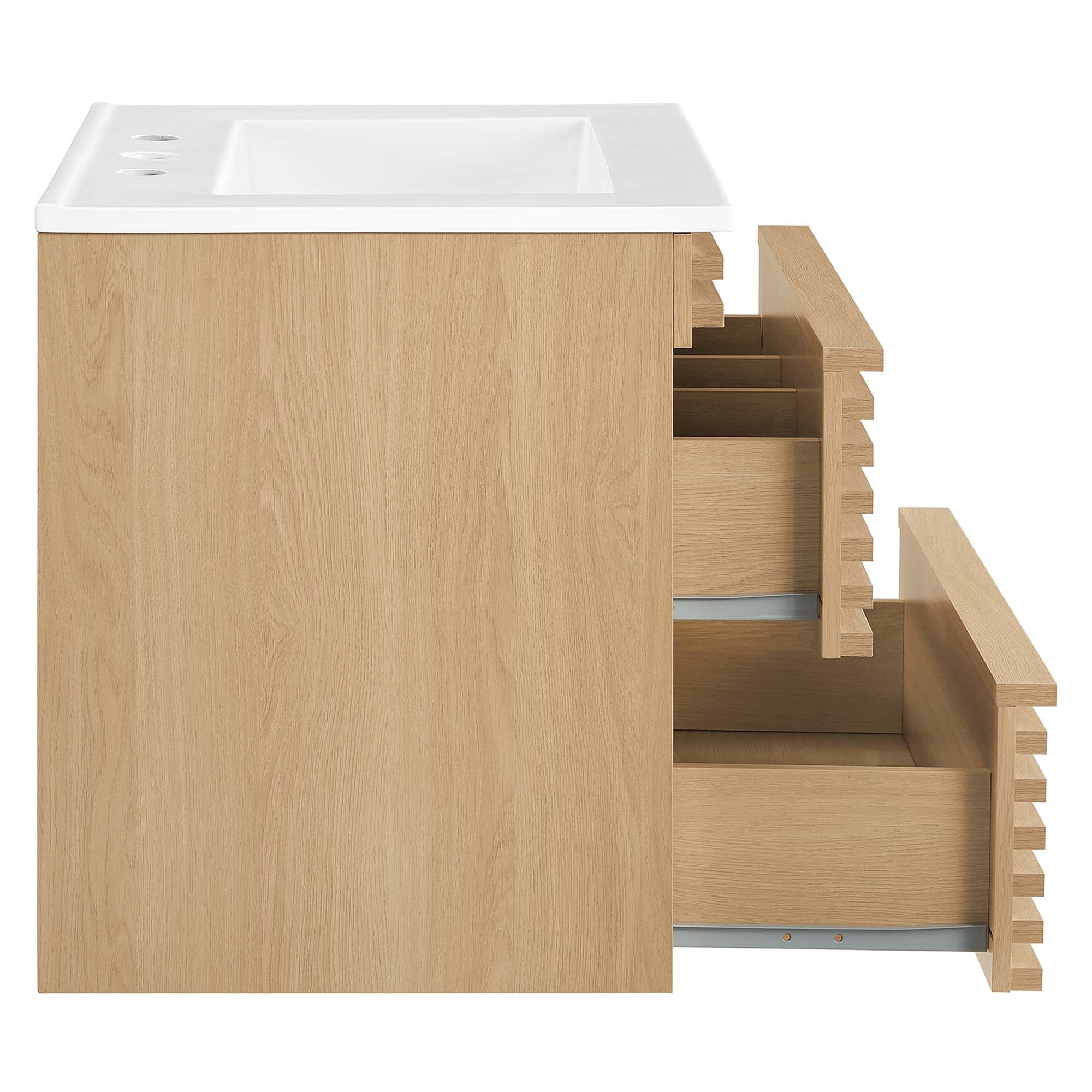 Render 24" Wall-Mount Bathroom Vanity, Oak White