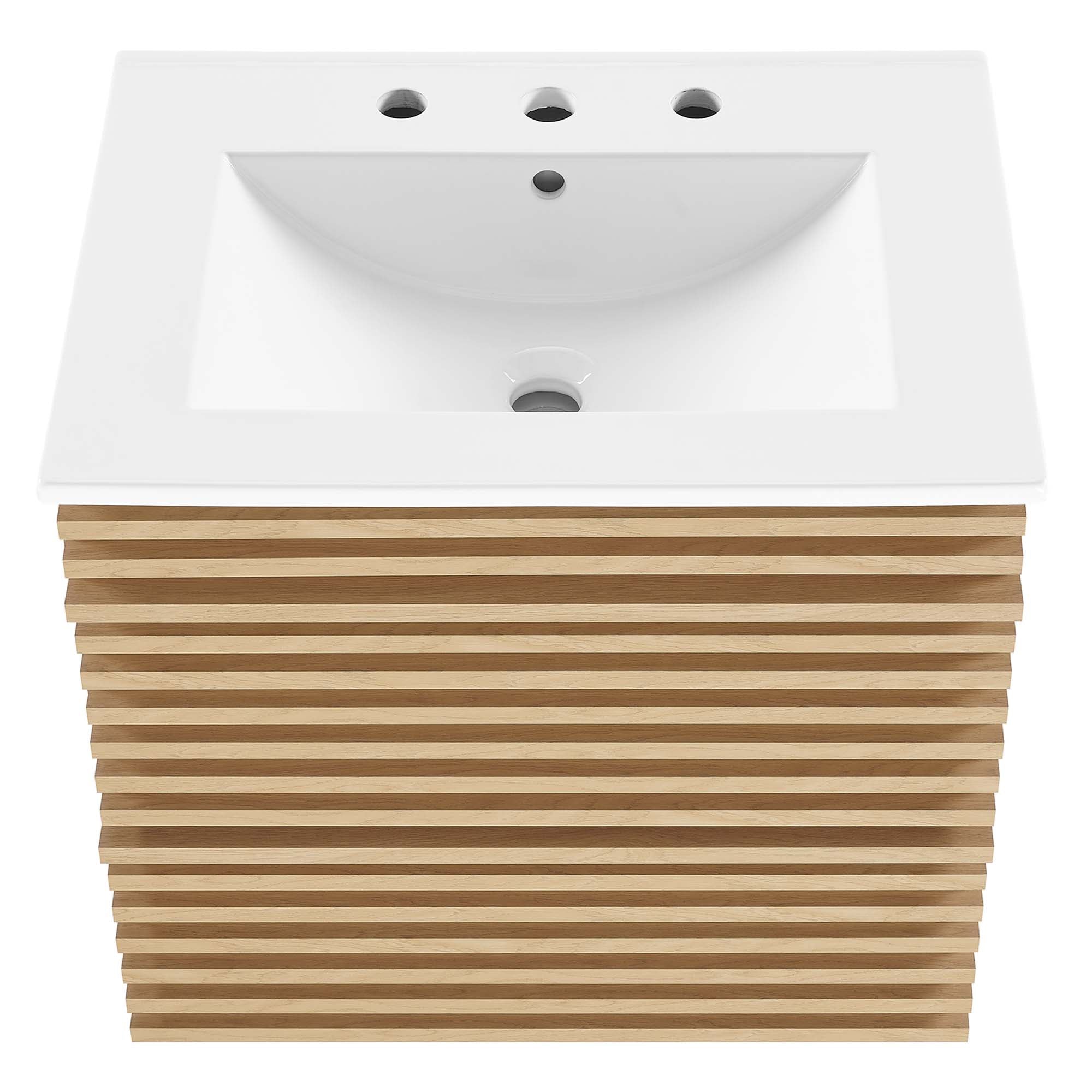 Render 24" Wall-Mount Bathroom Vanity, Oak White