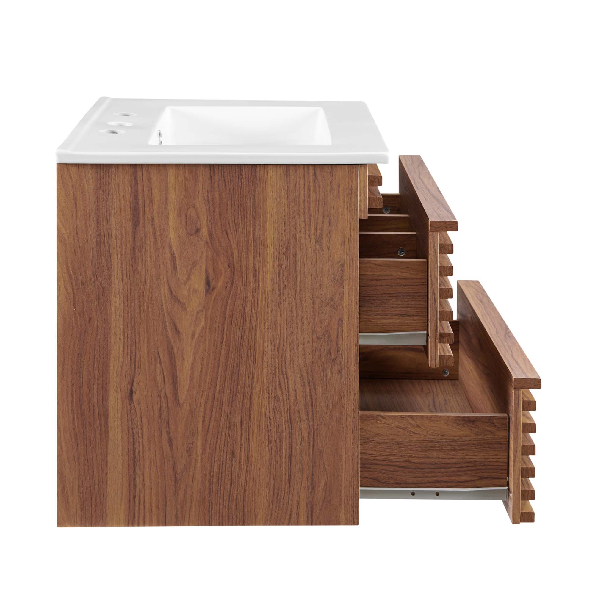 Render 24" Wall-Mount Bathroom Vanity, Walnut White