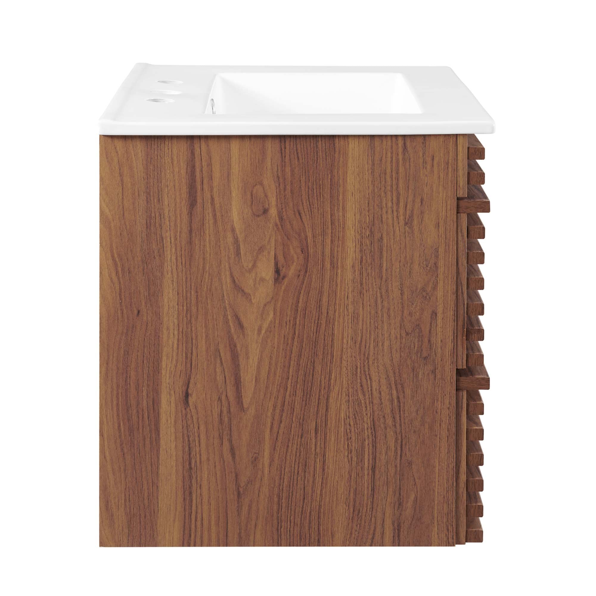 Render 24" Wall-Mount Bathroom Vanity, Walnut White
