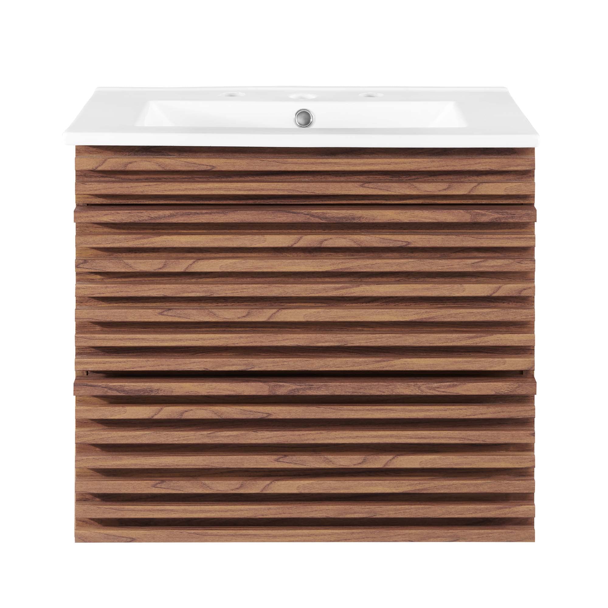 Render 24" Wall-Mount Bathroom Vanity, Walnut White