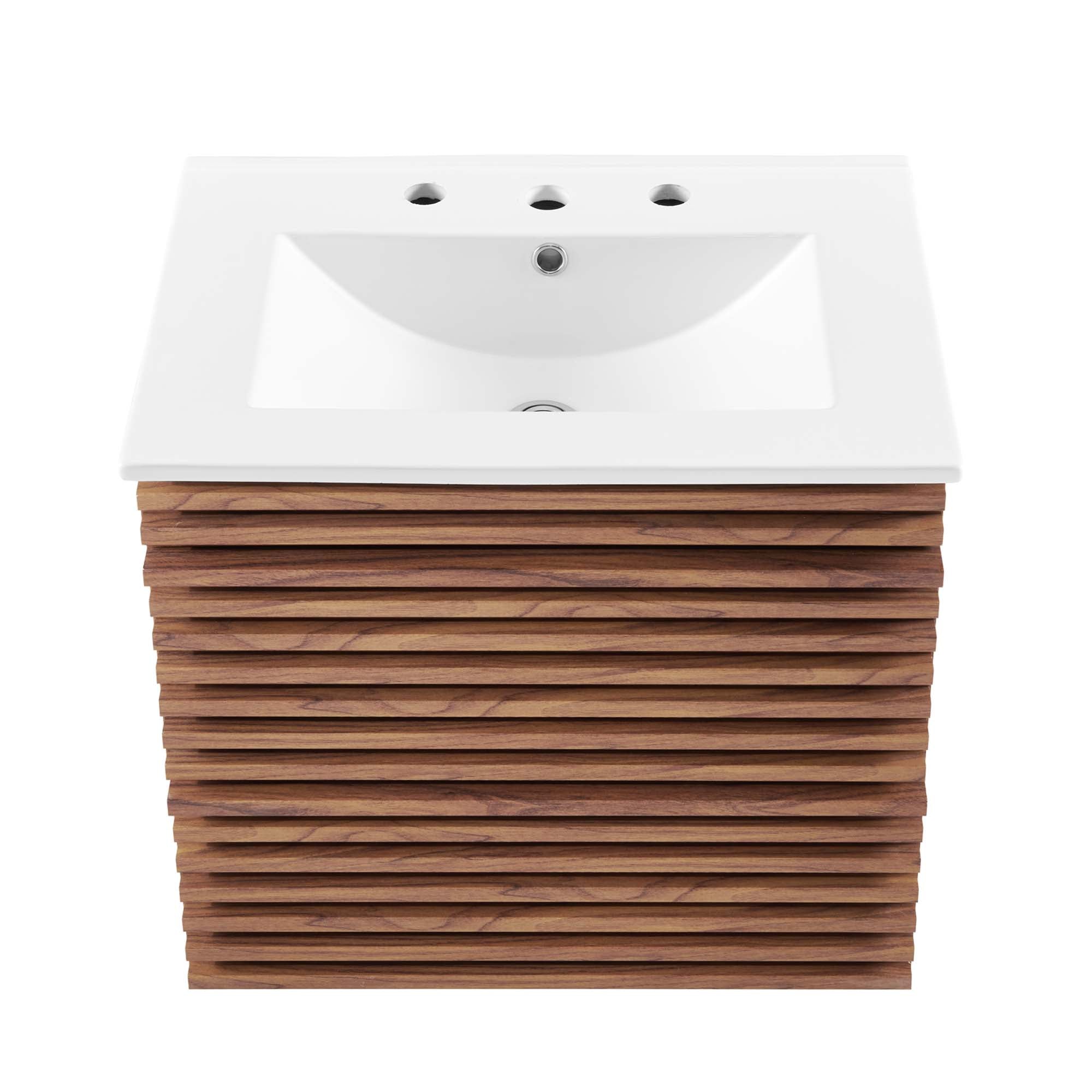 Render 24" Wall-Mount Bathroom Vanity, Walnut White