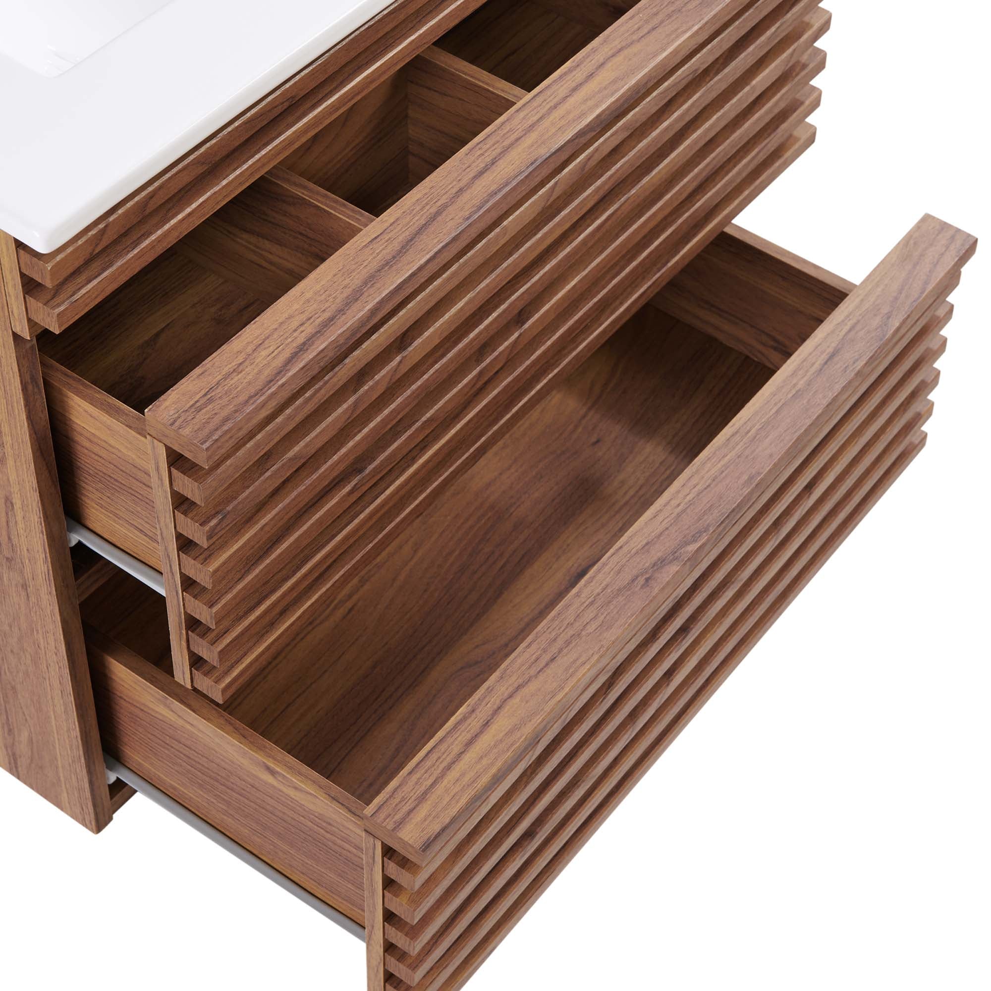 Render 24" Wall-Mount Bathroom Vanity, Walnut White