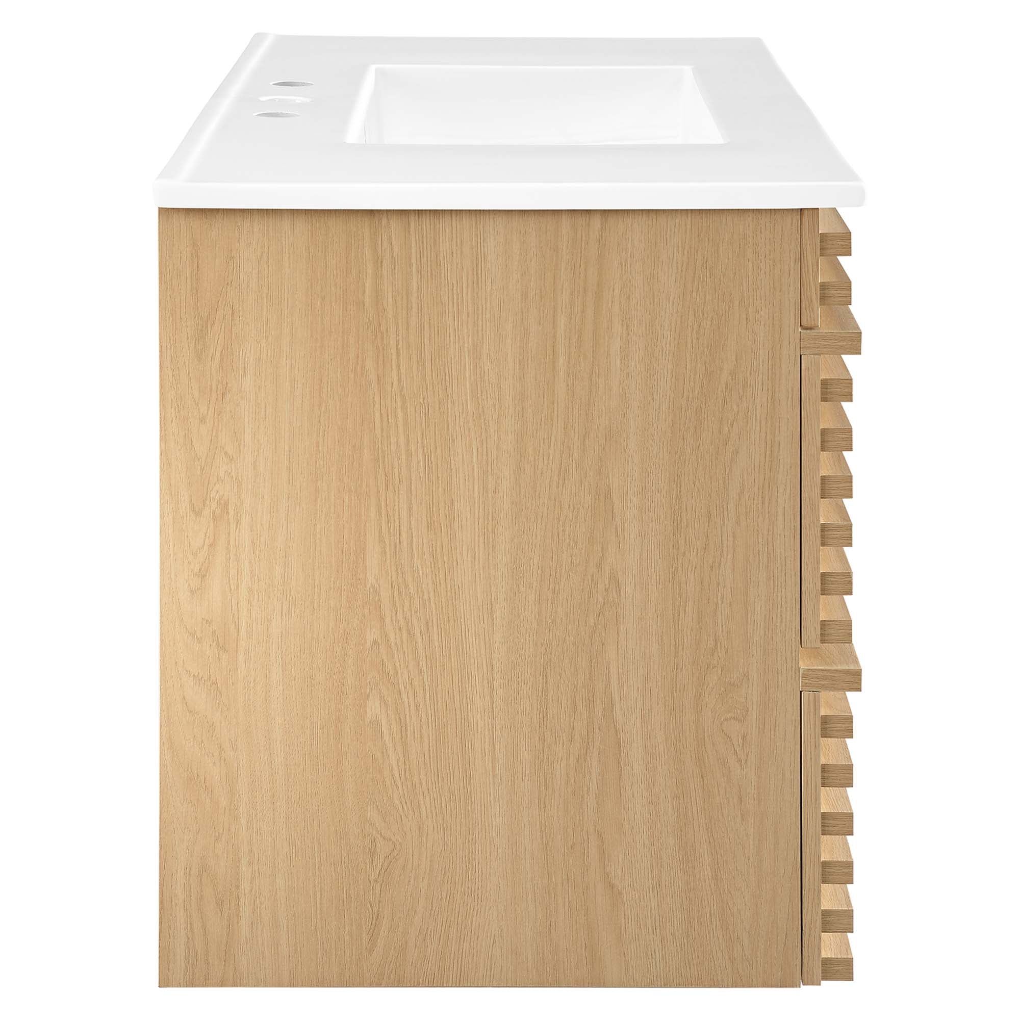Render 36" Wall-Mount Bathroom Vanity, Oak White