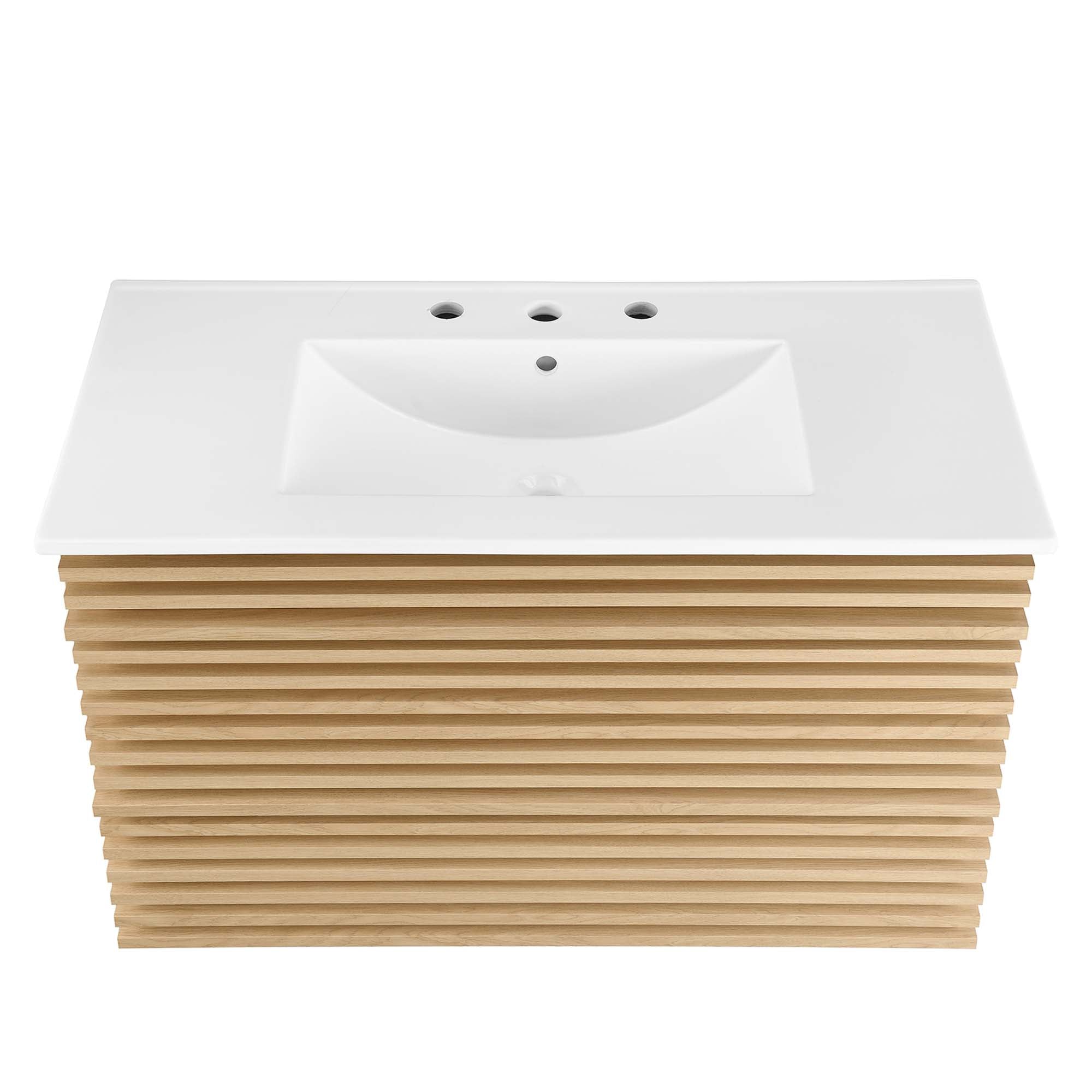 Render 36" Wall-Mount Bathroom Vanity, Oak White