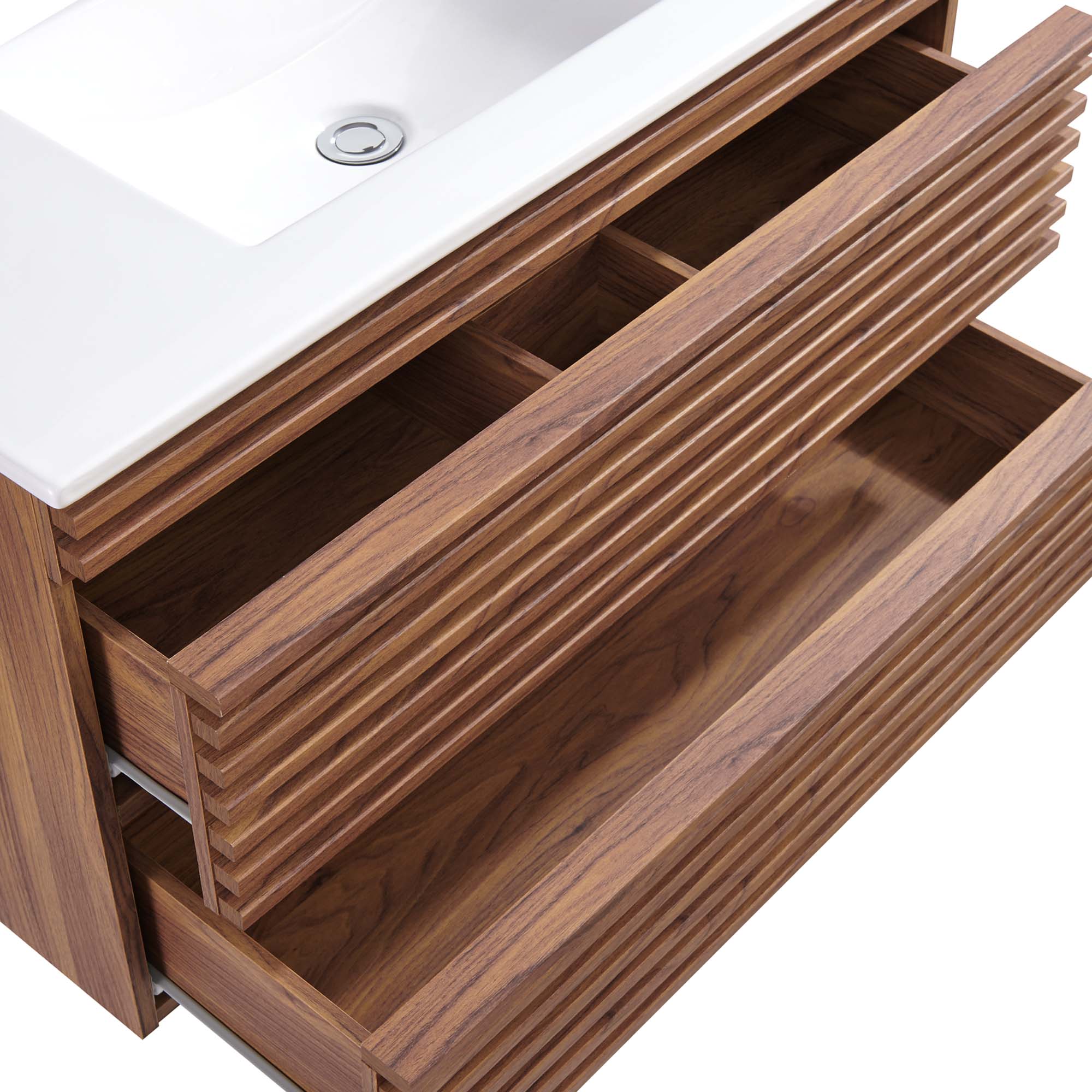Render 36" Wall-Mount Bathroom Vanity, Walnut White